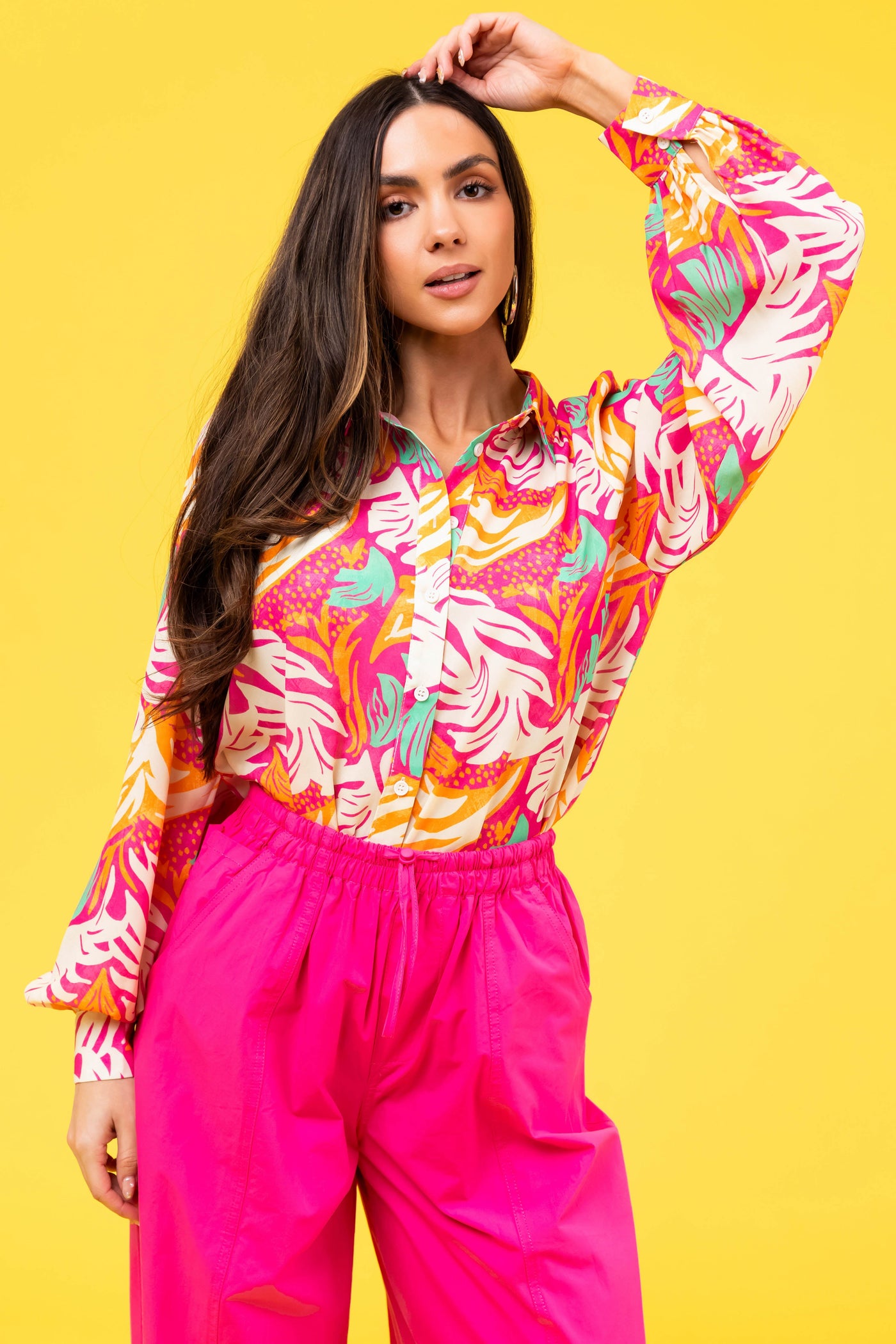 Flying Tomato Magenta Button Down Top