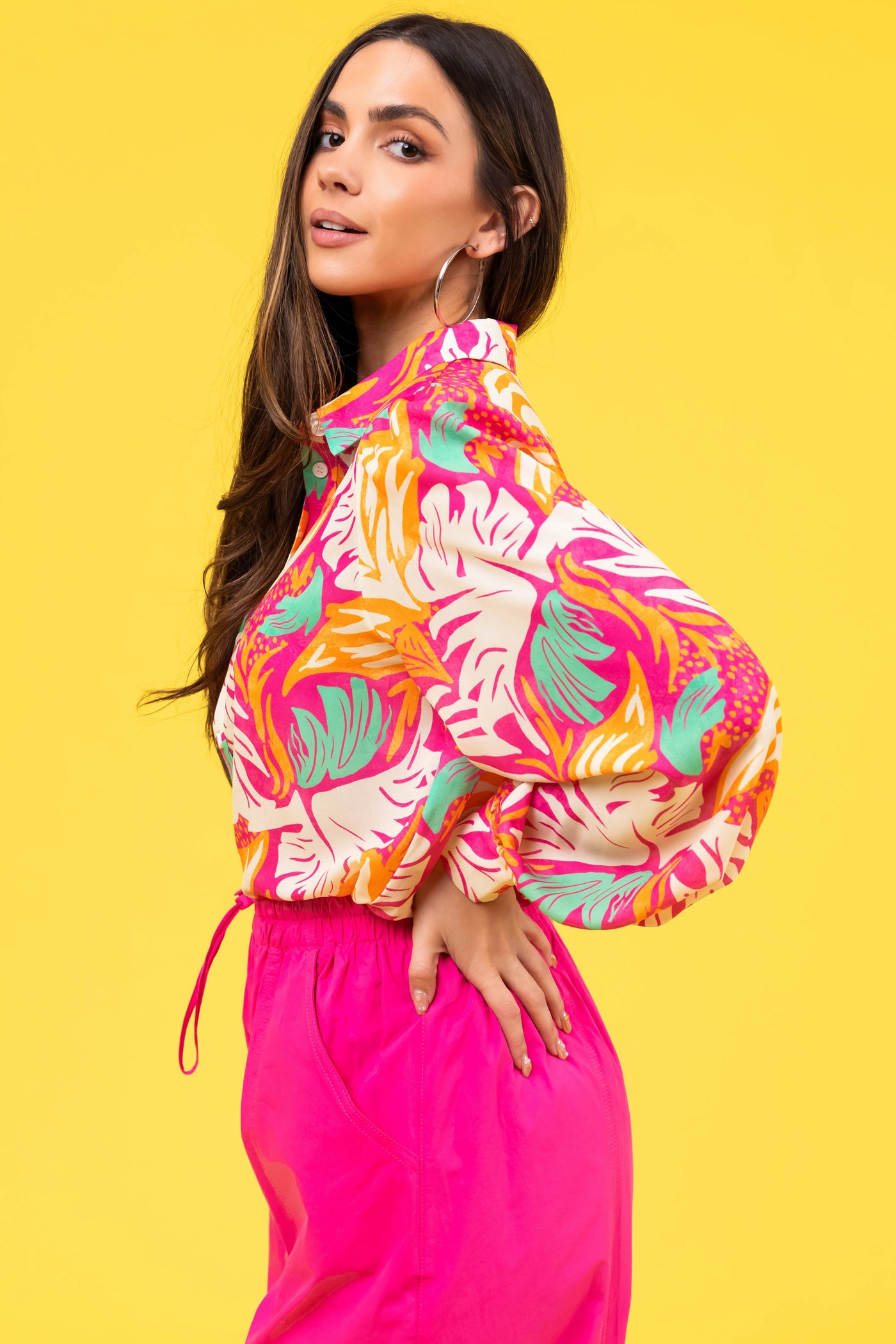 Flying Tomato Magenta Button Down Top