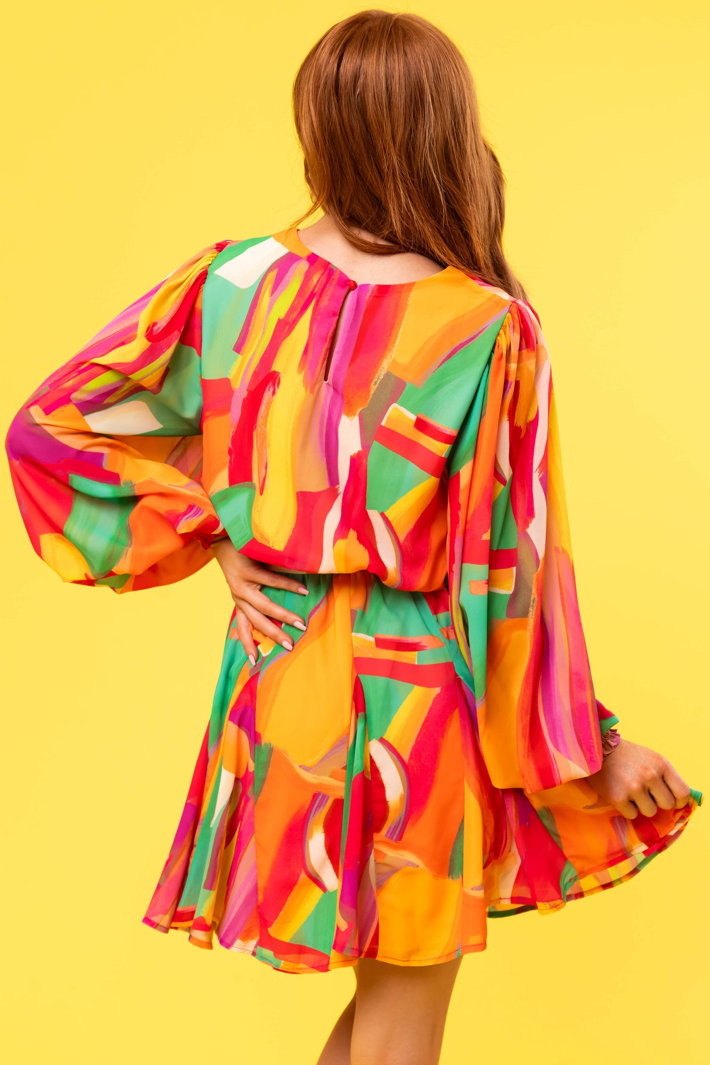 Flying Tomato Multicolor Abstract Short Dress