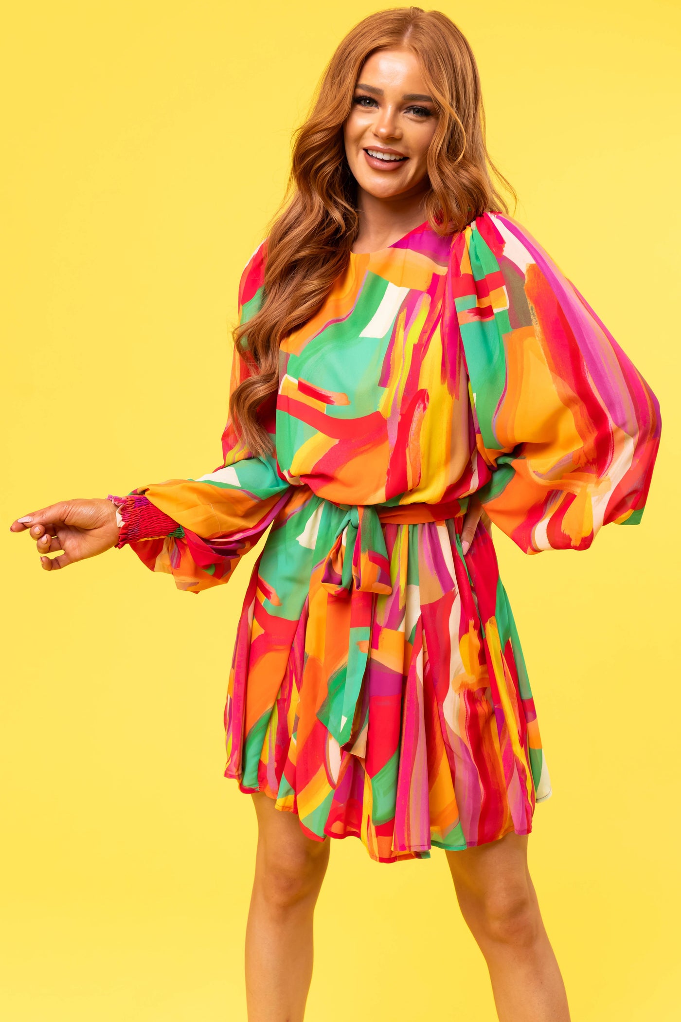 Flying Tomato Multicolor Abstract Short Dress