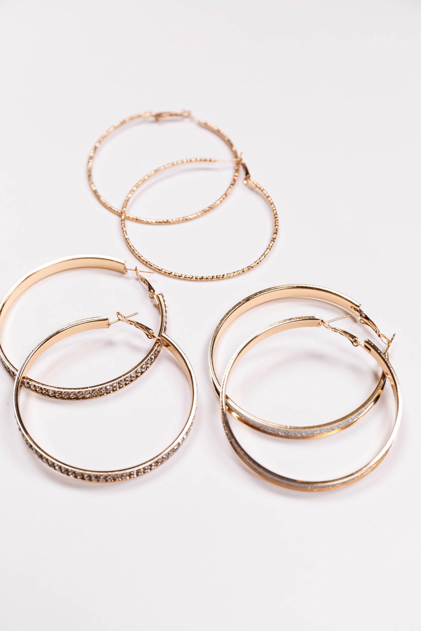 Gold 3 Assorted Hoop Earring Set