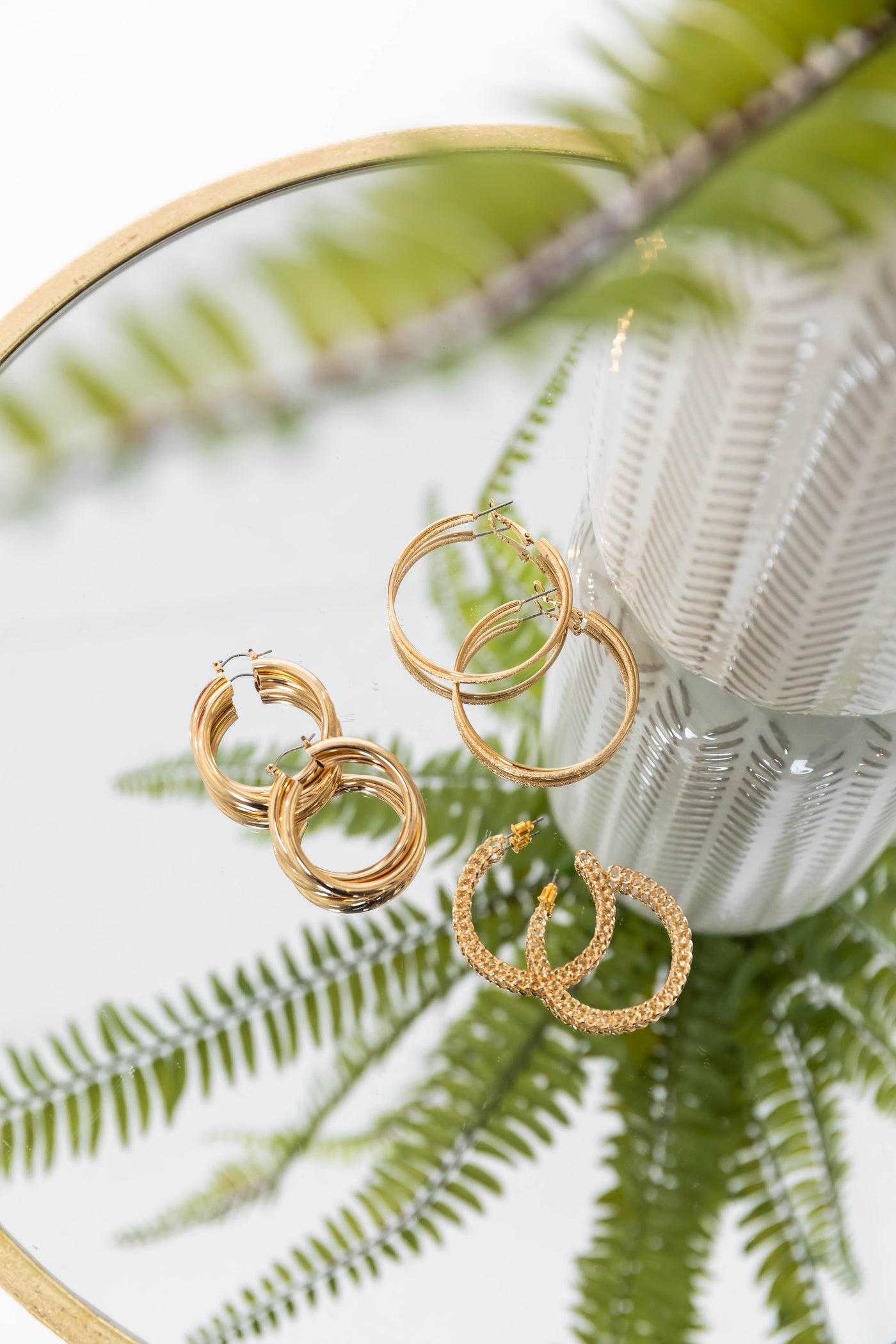 Gold Assorted Hoop Earrings 3 Piece Set
