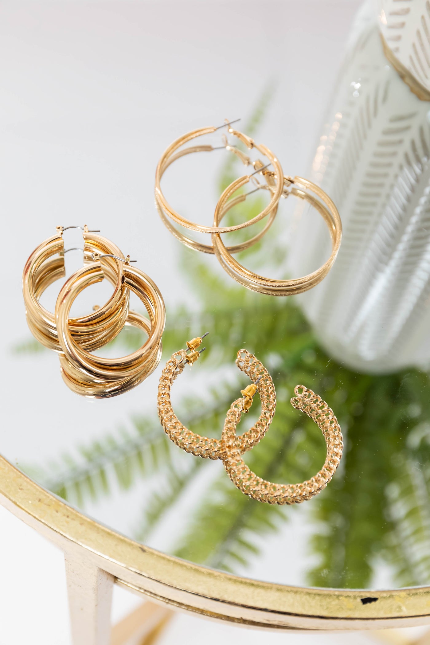 Gold Assorted Hoop Earrings 3 Piece Set