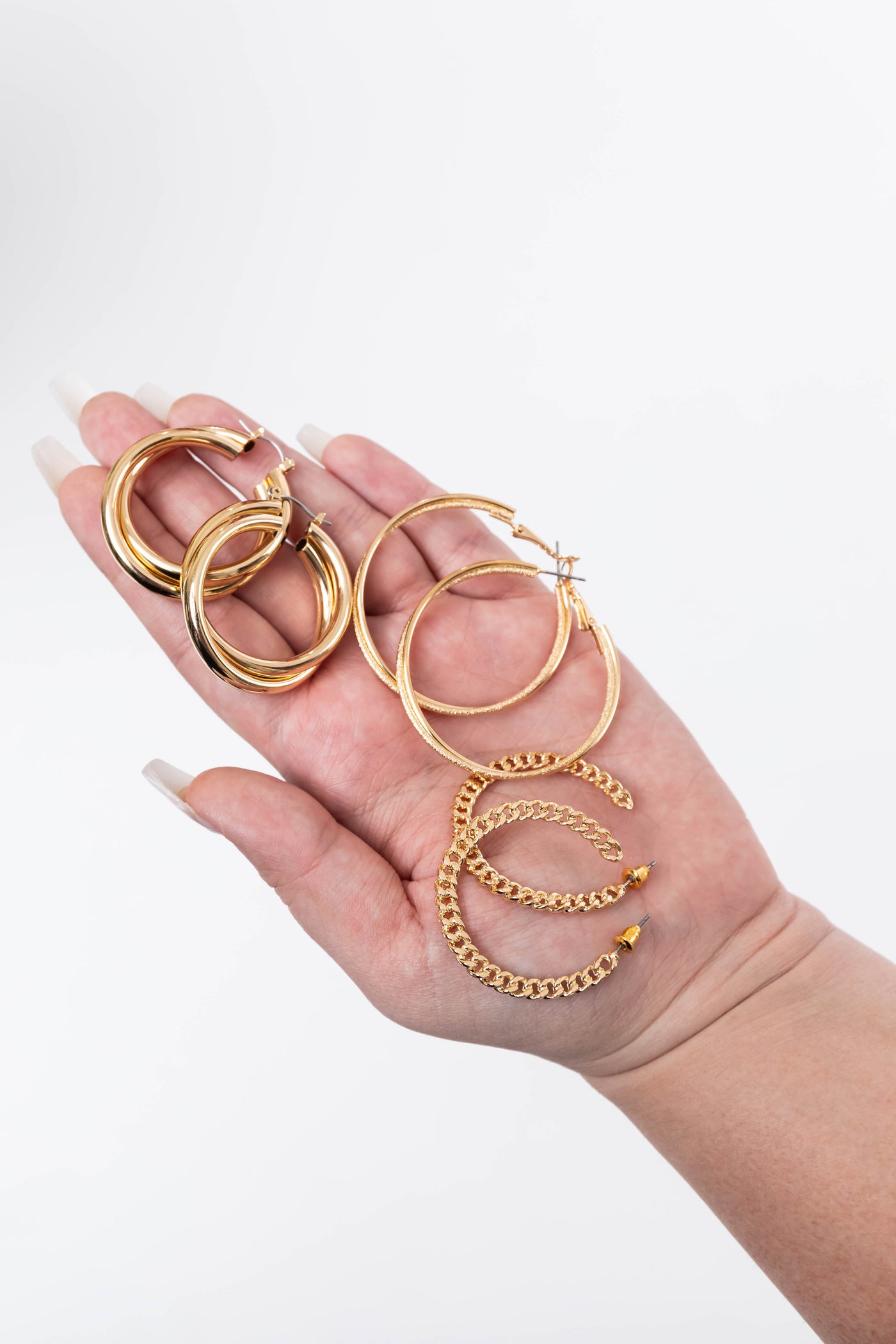 Gold Assorted Hoop Earrings 3 Piece Set