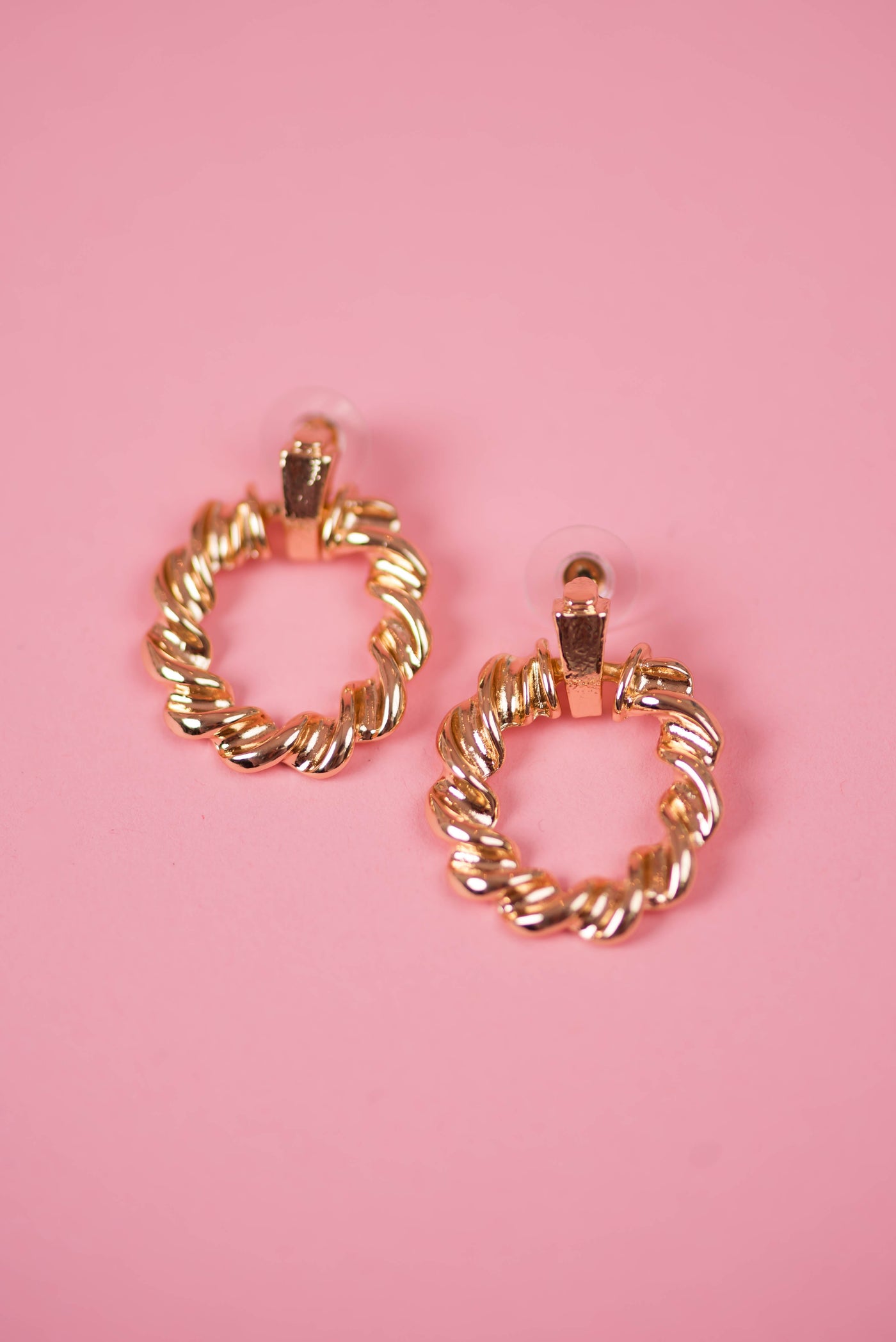 Gold Twisted Door Knocker Hoop Earrings