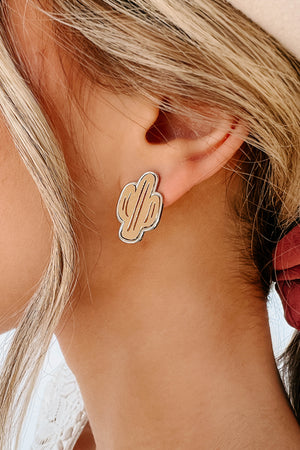 Gold and Silver Cactus Stud Earrings