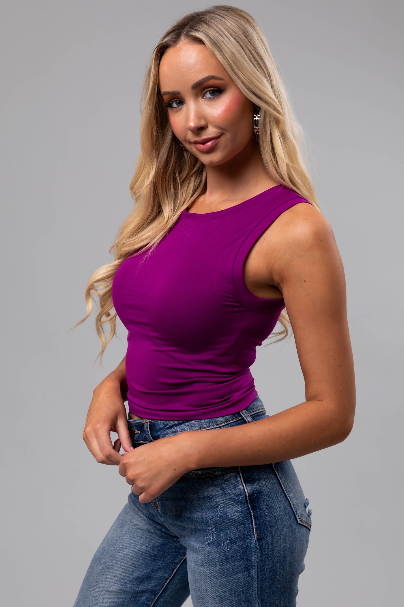 Grape Seamless Stretchy Sleeveless Top