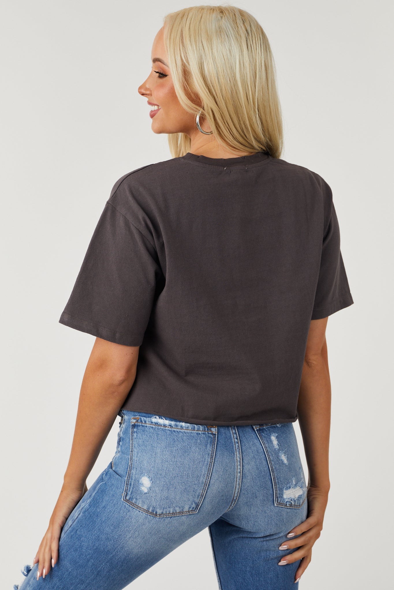 Graphite 'Texas' Longhorn Graphic Crop Top