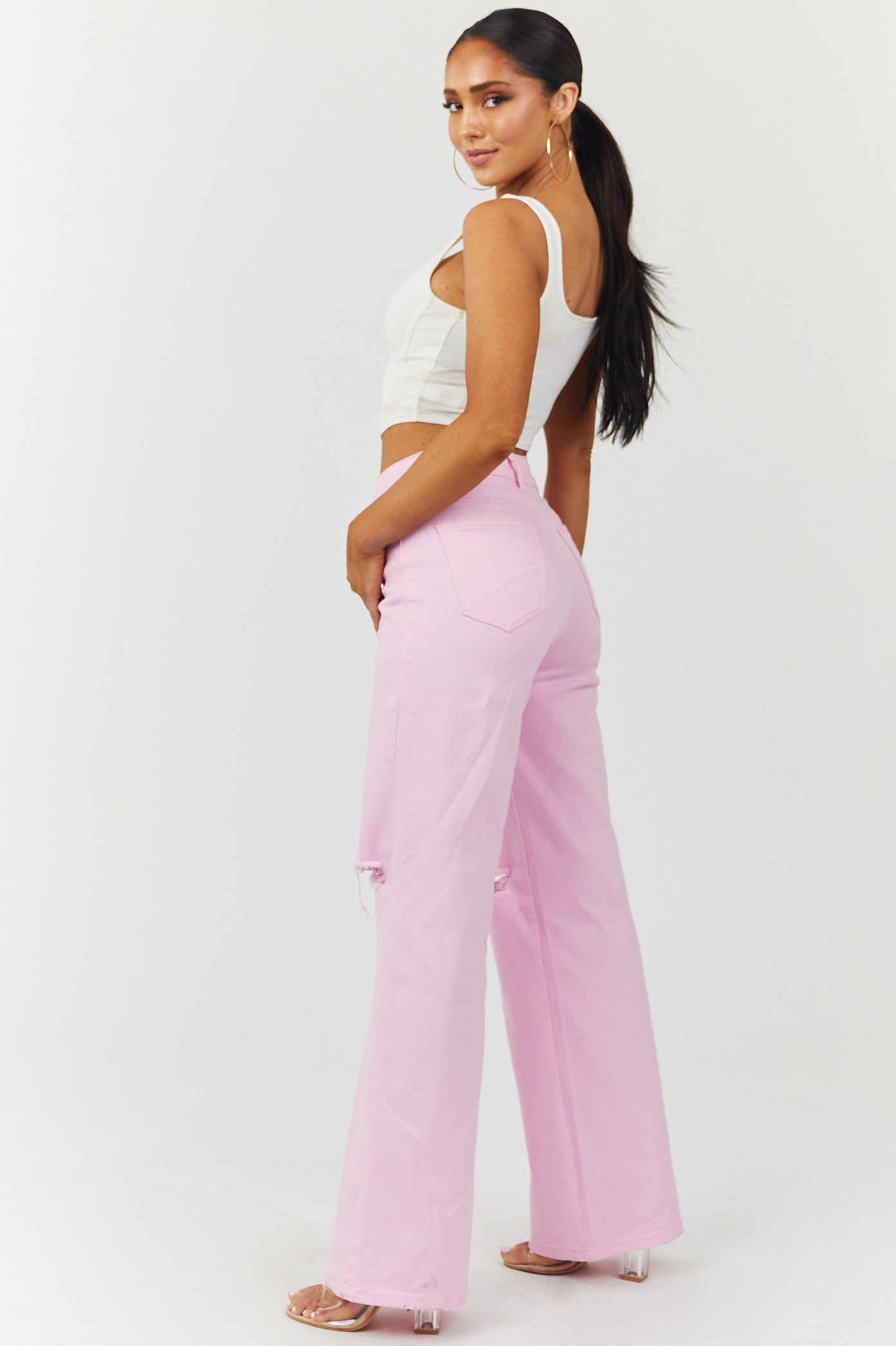 Harper Bubblegum Wide Leg Jeans