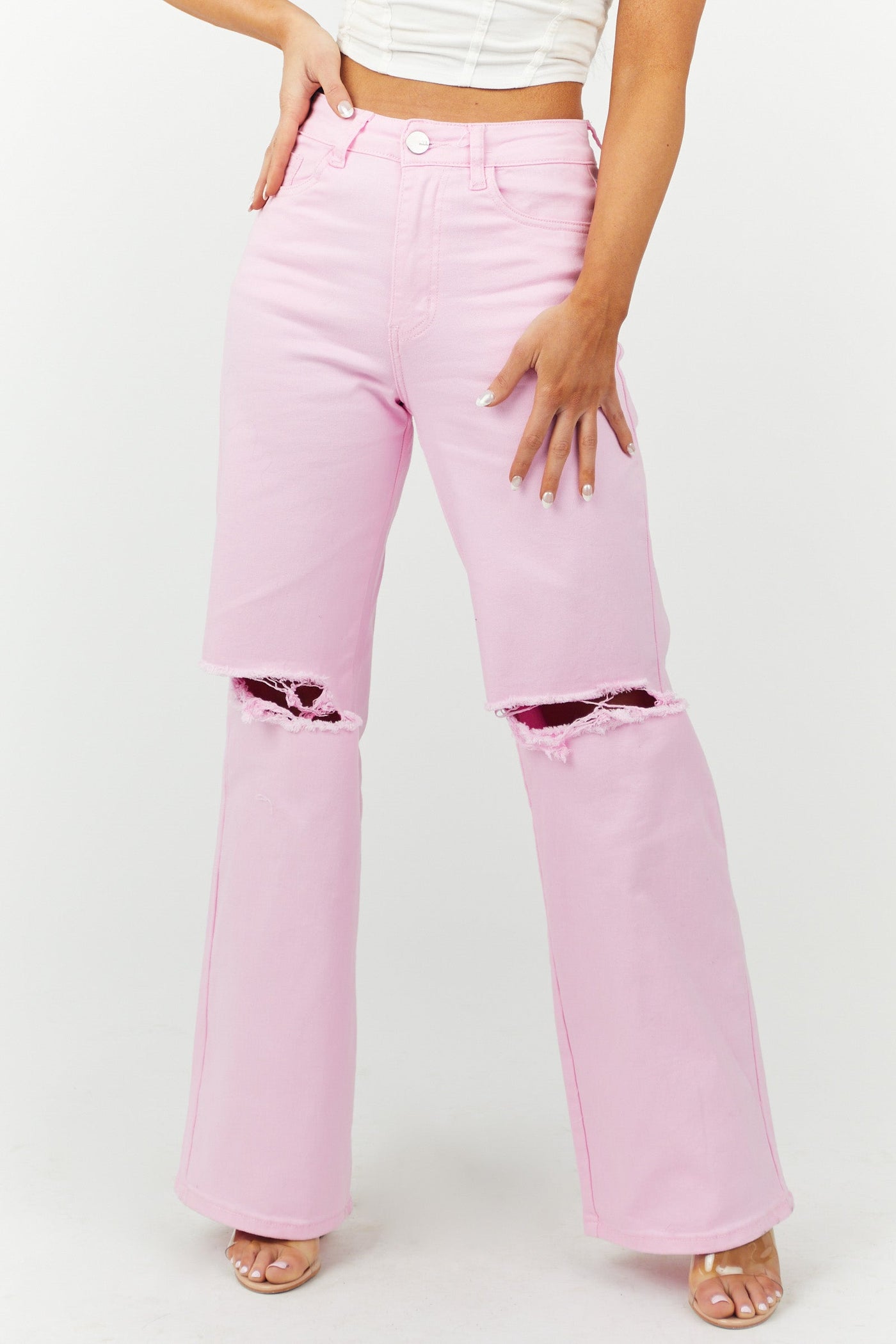 Harper Bubblegum Wide Leg Jeans