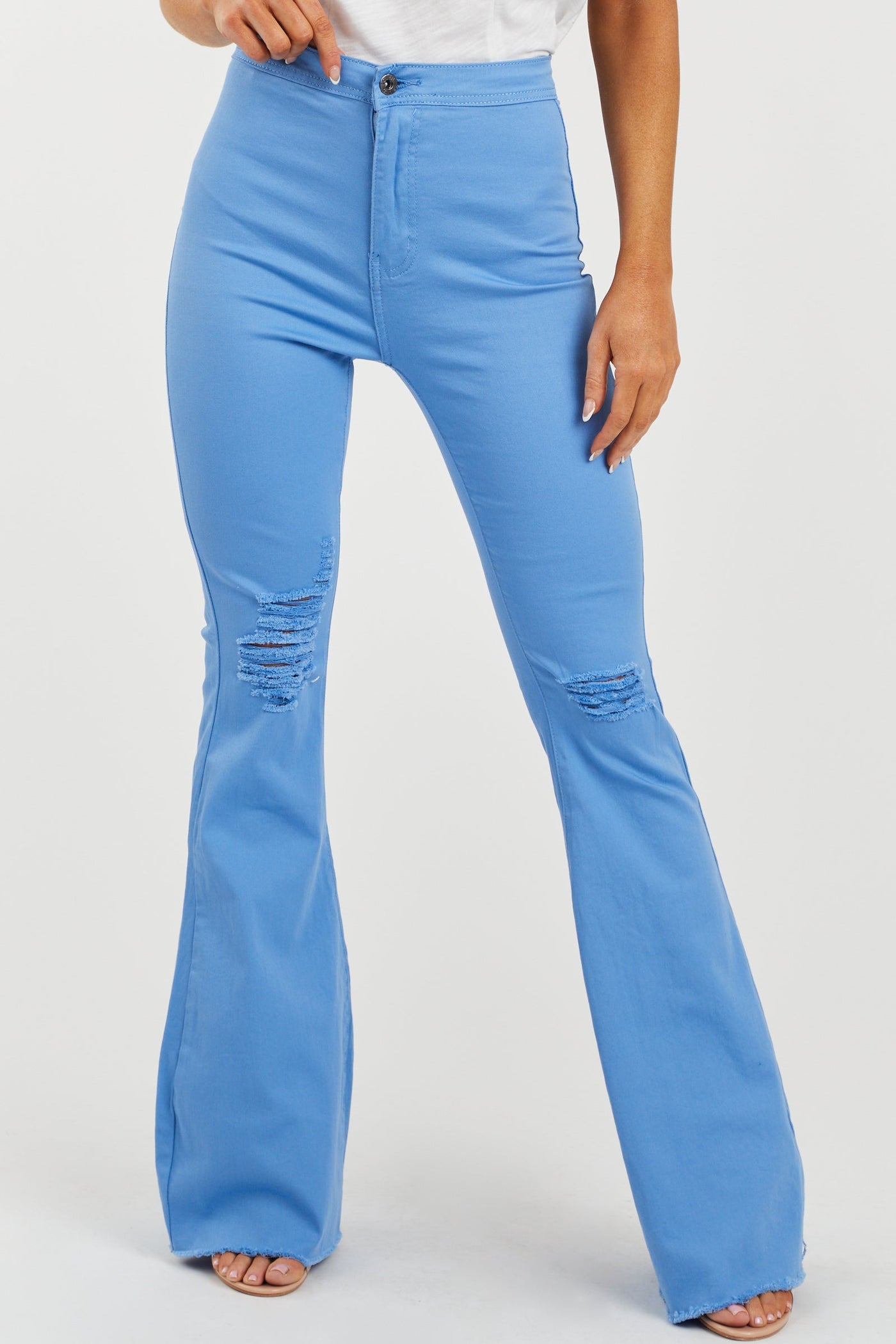 Hazel Cornflower High Rise Flare Jeans