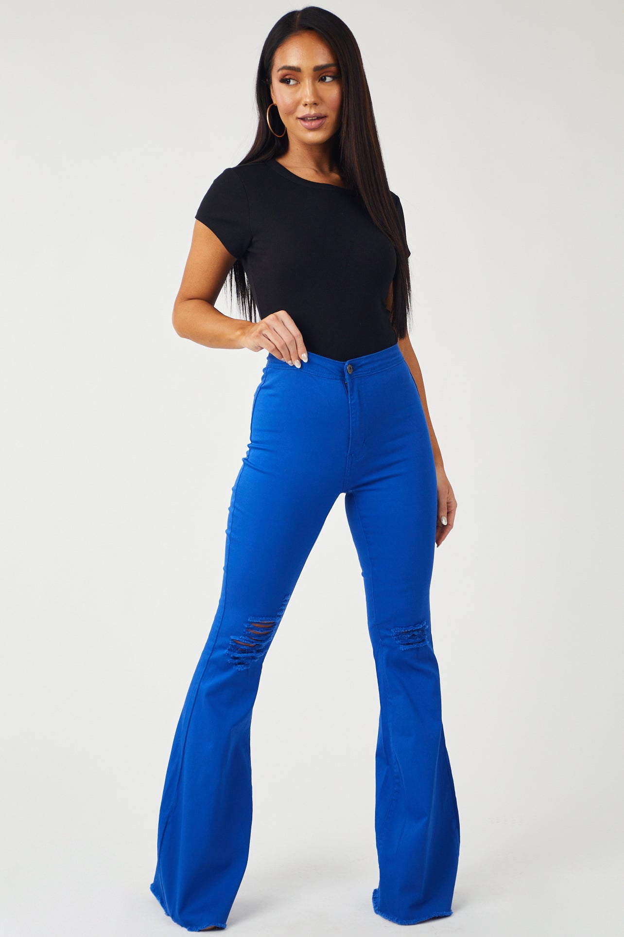Hazel Royal Blue High Rise Flare Jeans