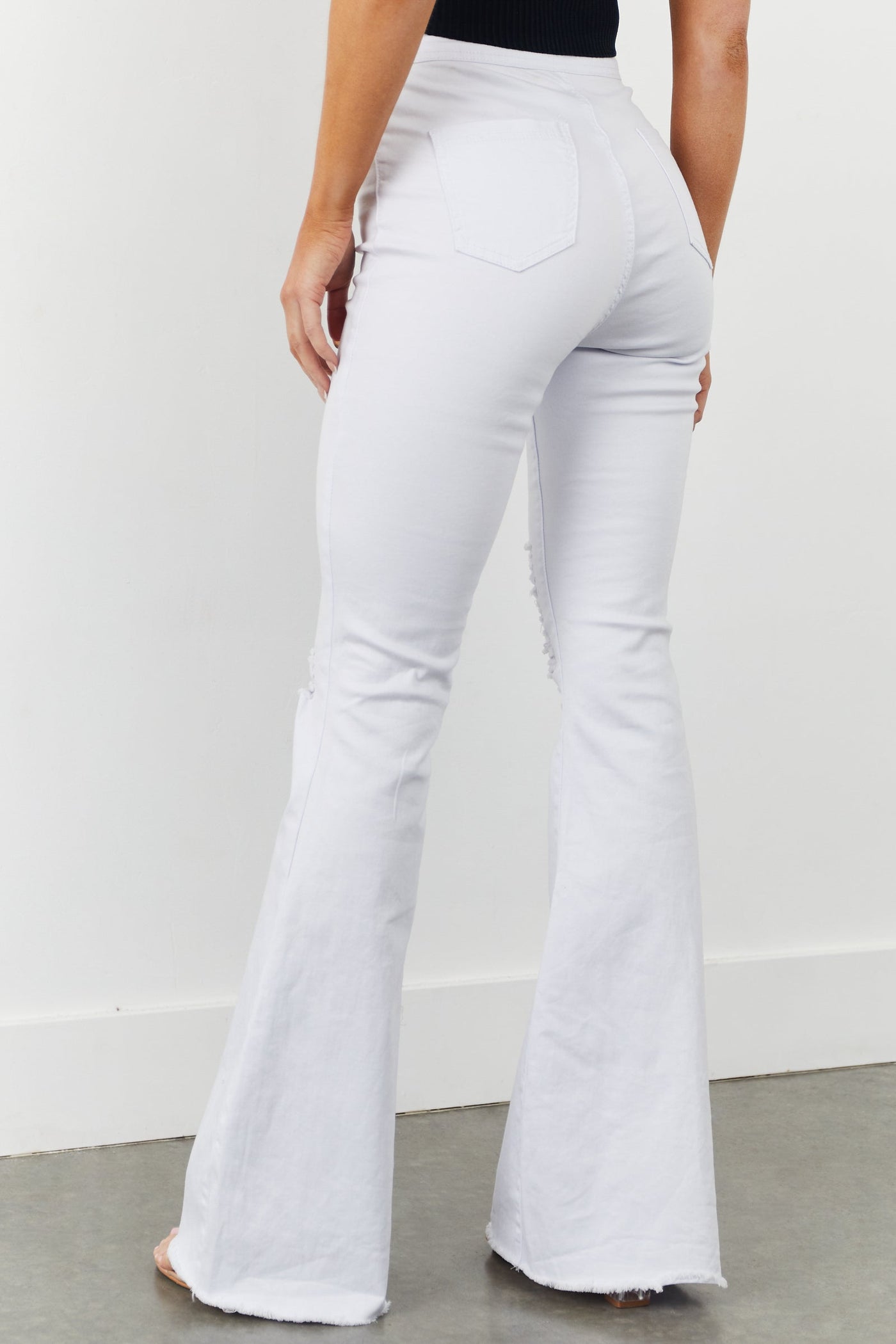 Hazel White High Rise Flare Jeans