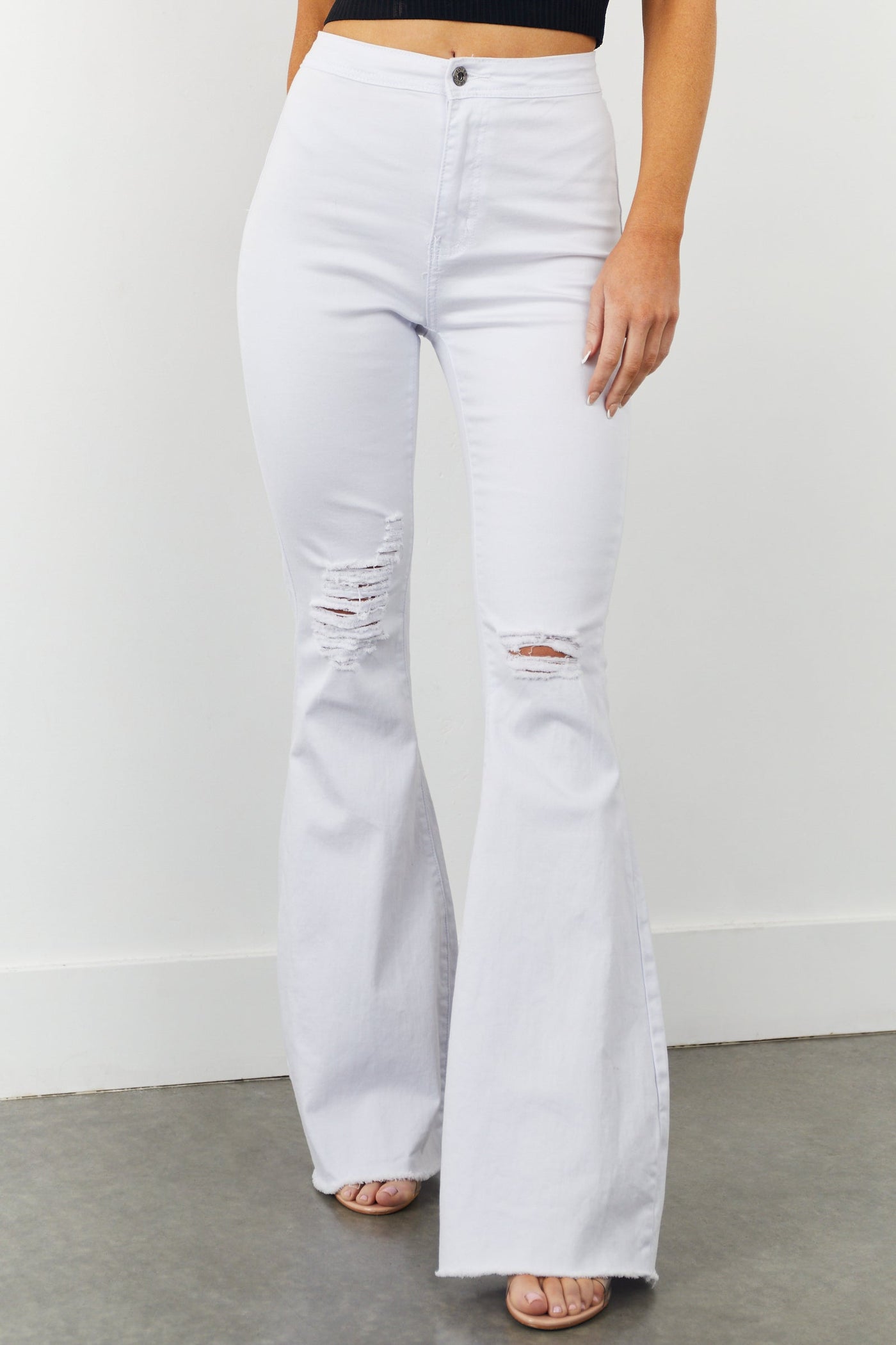 Hazel White High Rise Flare Jeans