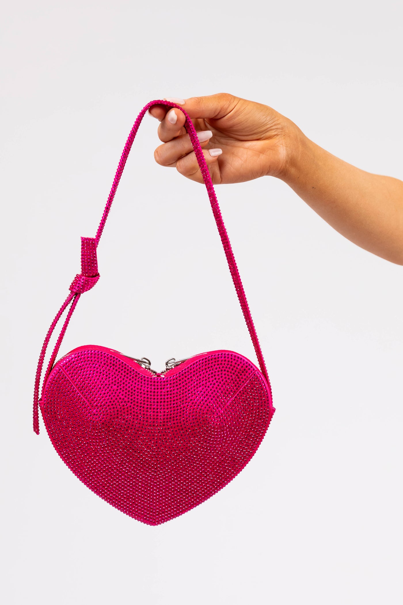 Hot Pink Rhinestone Heart Purse