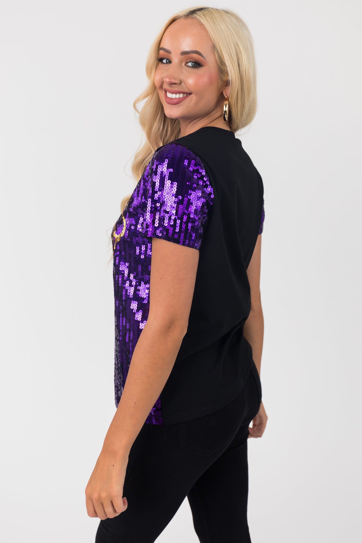 Indigo 'Game Day' Sequin Short Sleeve Top