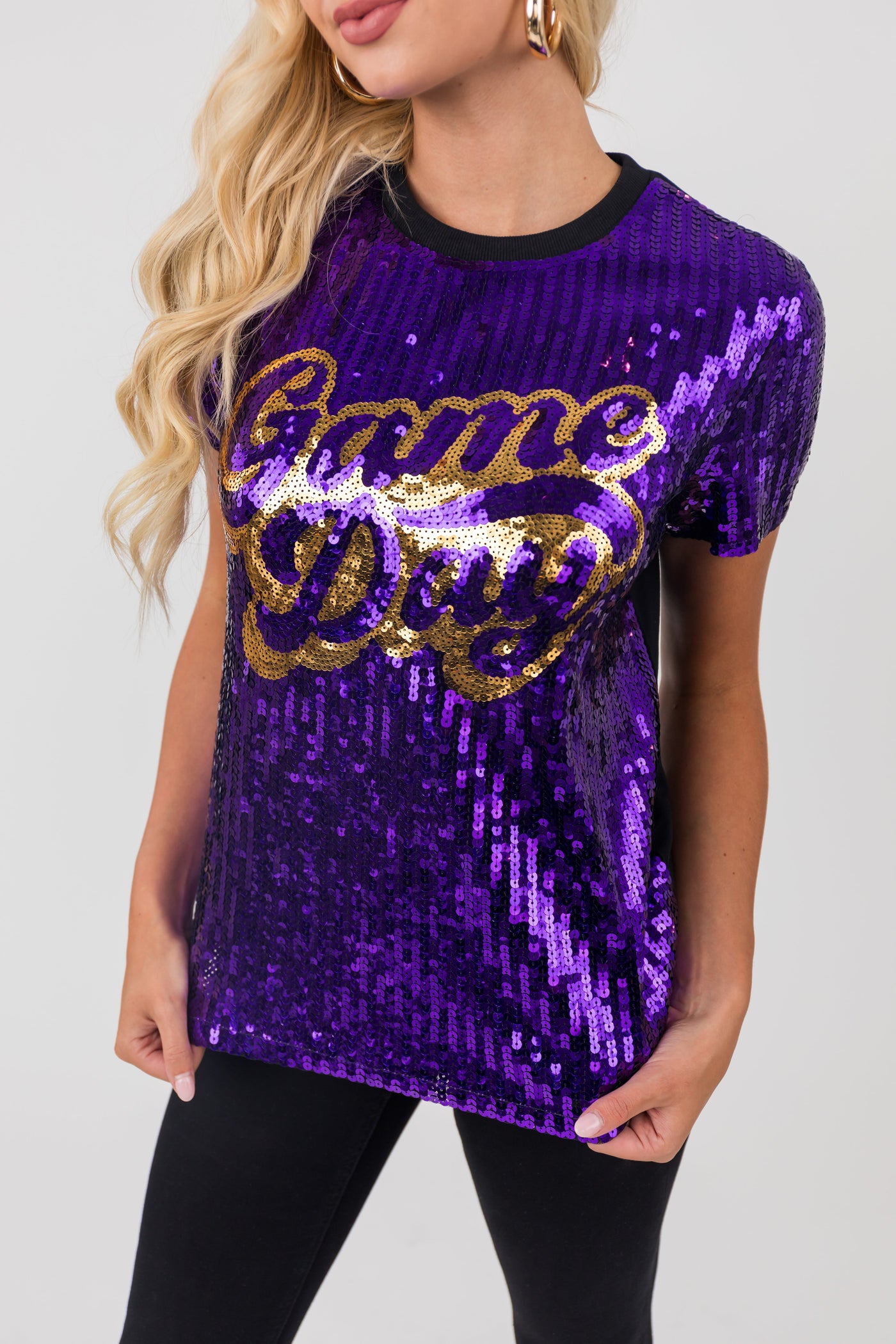 Indigo 'Game Day' Sequin Short Sleeve Top