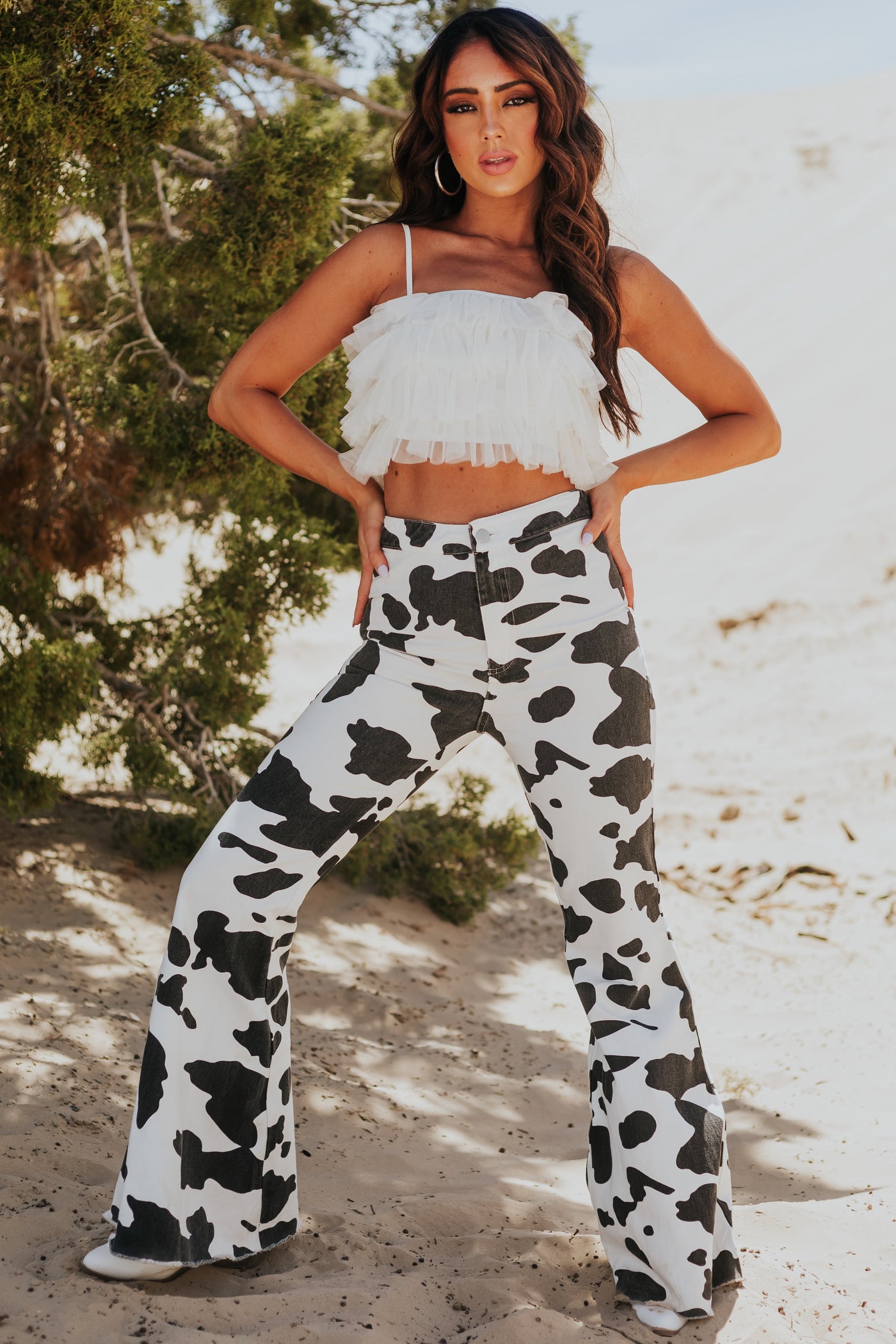 Ivory Ruffle Tulle Spaghetti Strap Corset Top