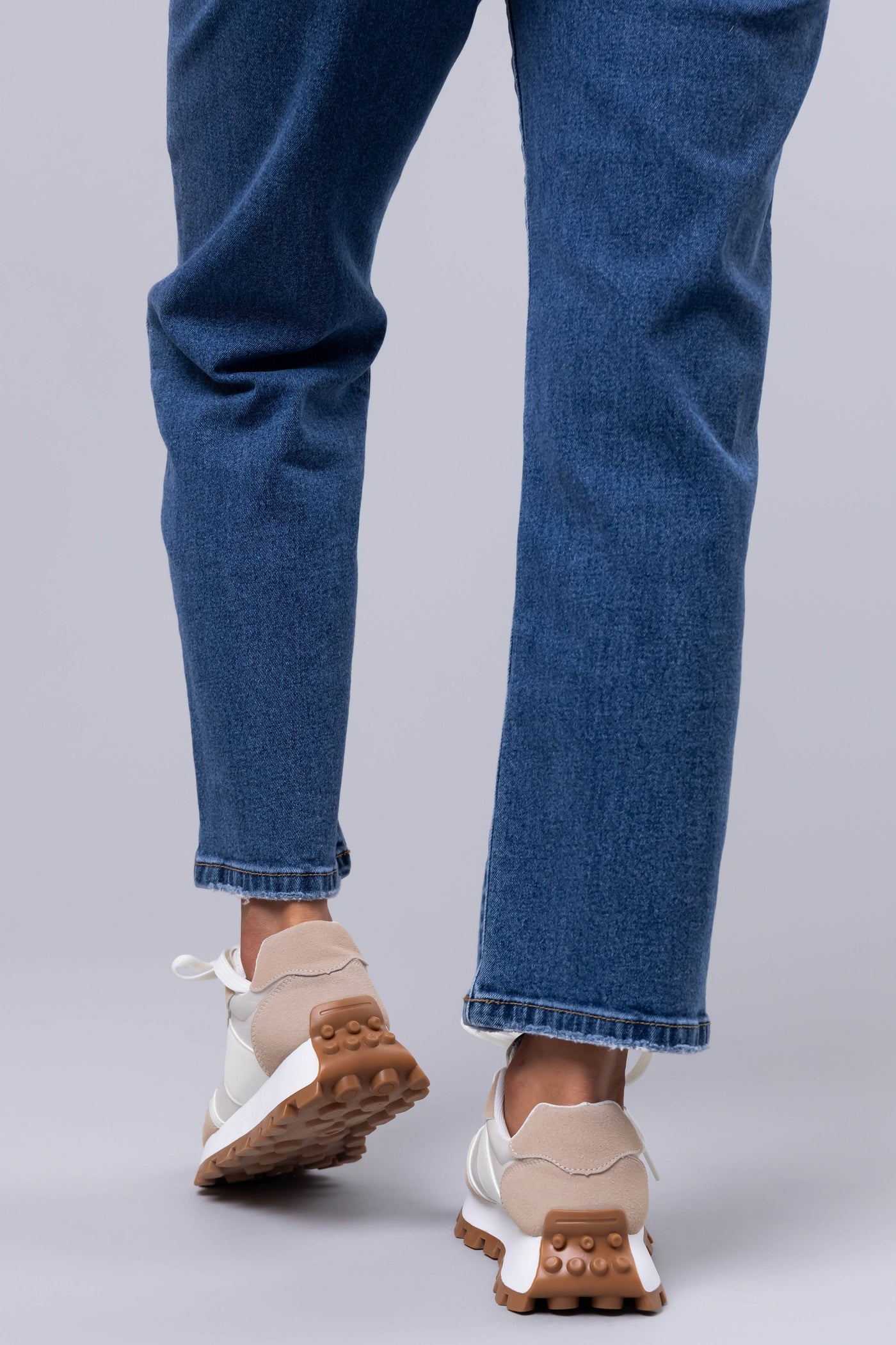 Ivory and Coconut Colorblock Lace Up Sneakers