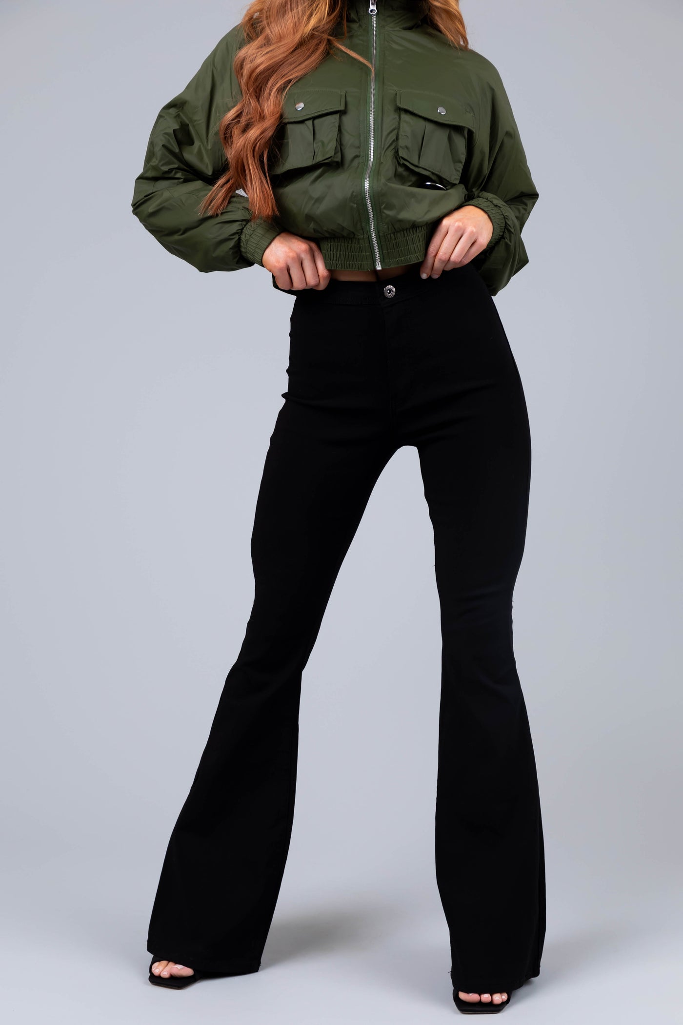 JC & JQ Bella Black Super Stretch Flare Jeans
