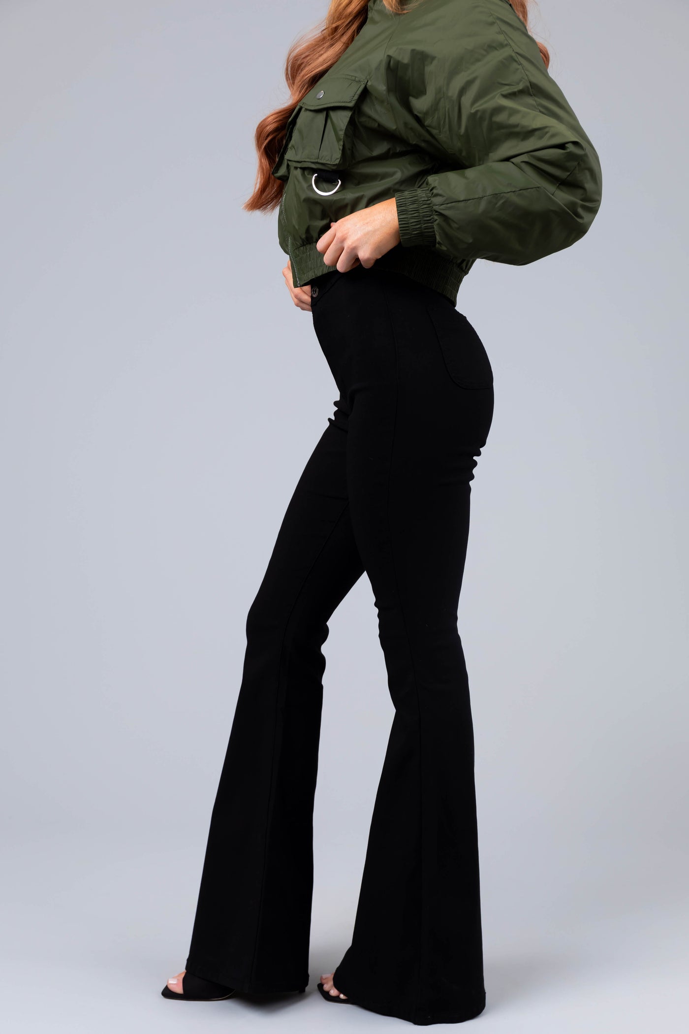 JC & JQ Bella Black Super Stretch Flare Jeans