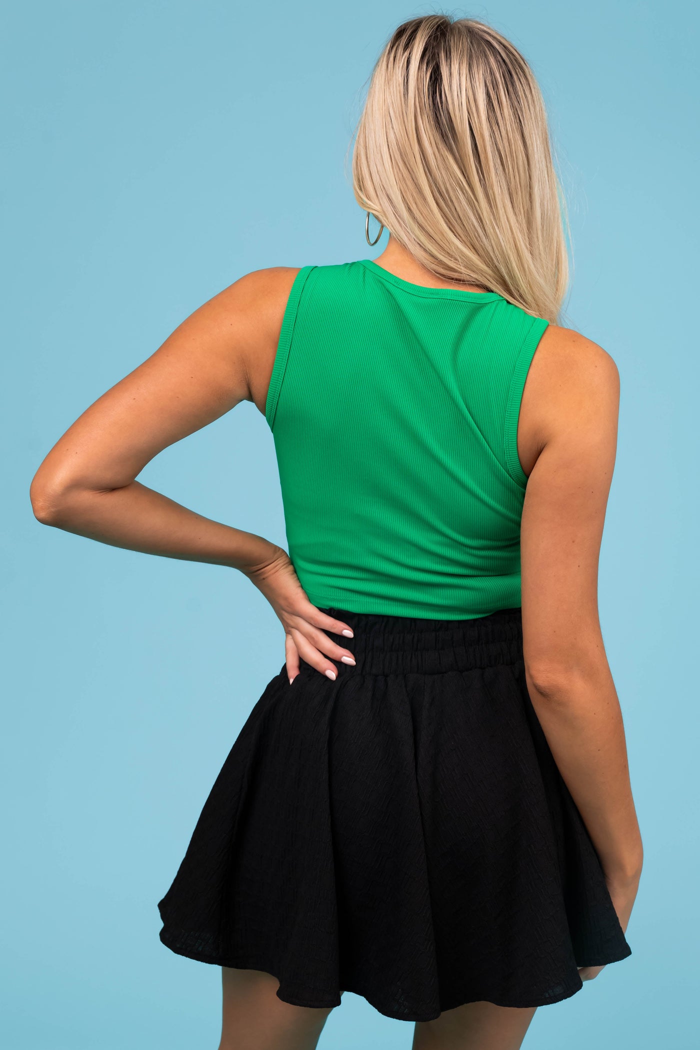 Jade Cropped Ribbed Knit Tank Top