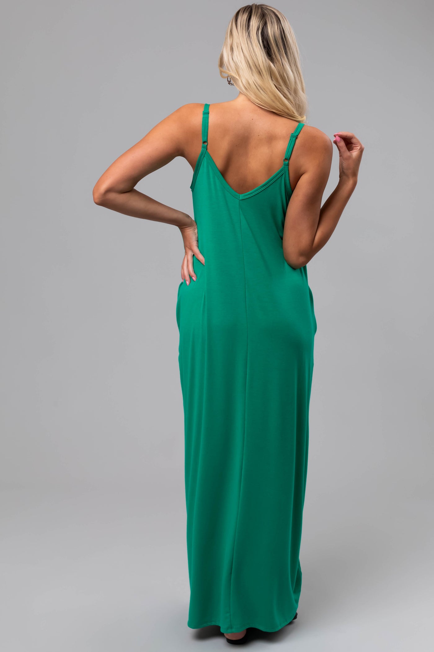Jade Sleeveless Knit Maxi Dress with Pockets