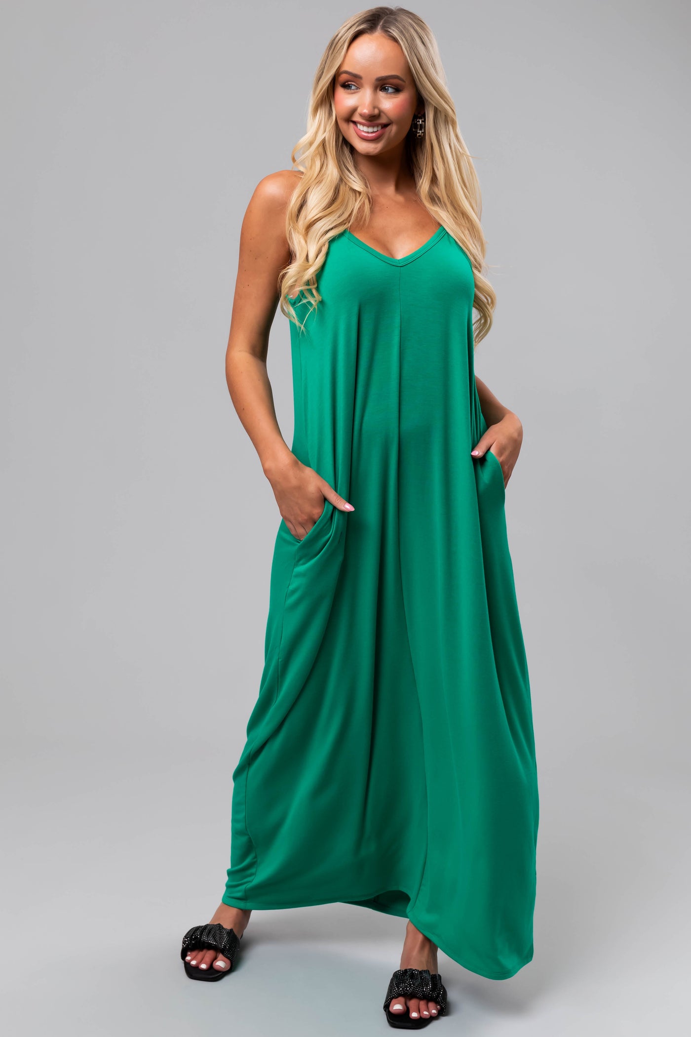 Jade Sleeveless Knit Maxi Dress with Pockets