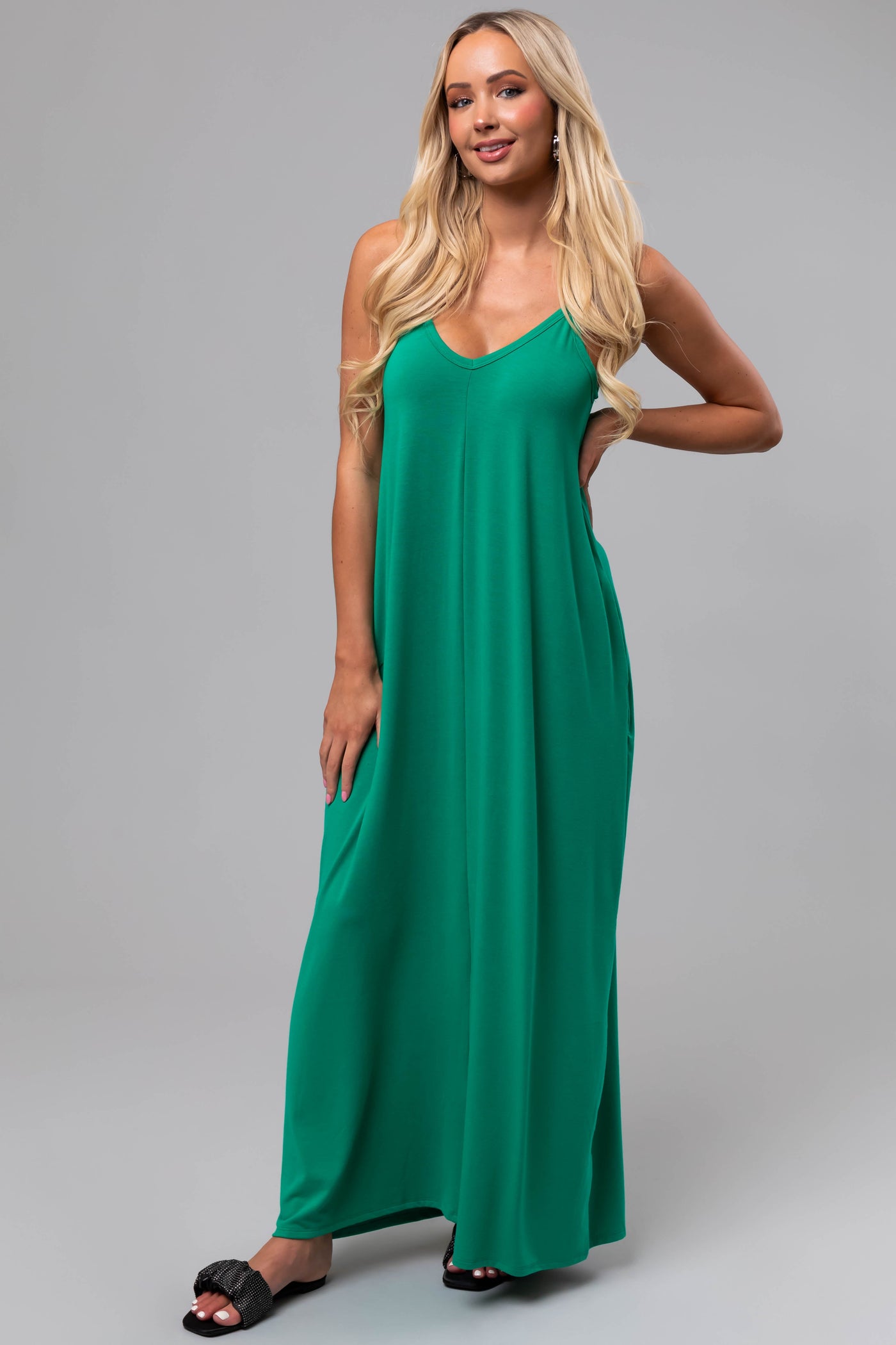 Jade Sleeveless Knit Maxi Dress with Pockets