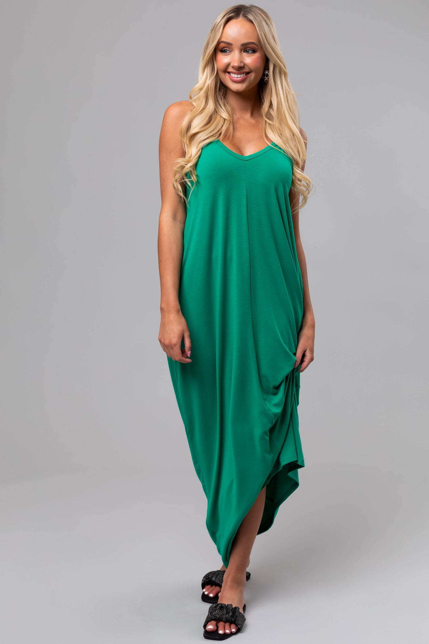 Jade Sleeveless Knit Maxi Dress with Pockets