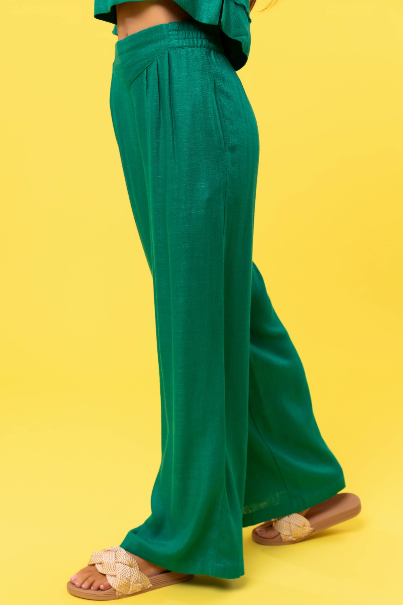 Jade Woven Sleeveless Top and Pants Set