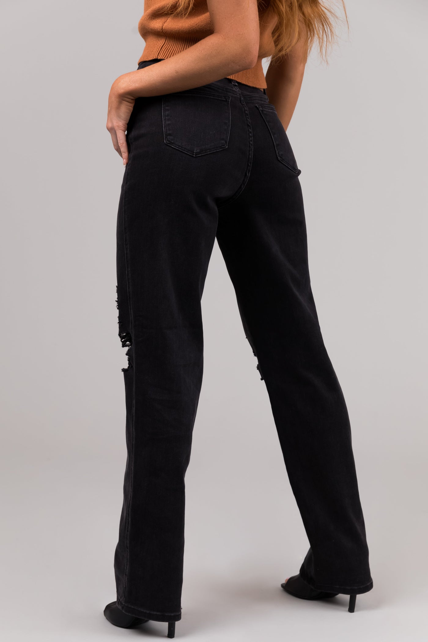 Judy Blue Black 90's Distressed Straight Jeans