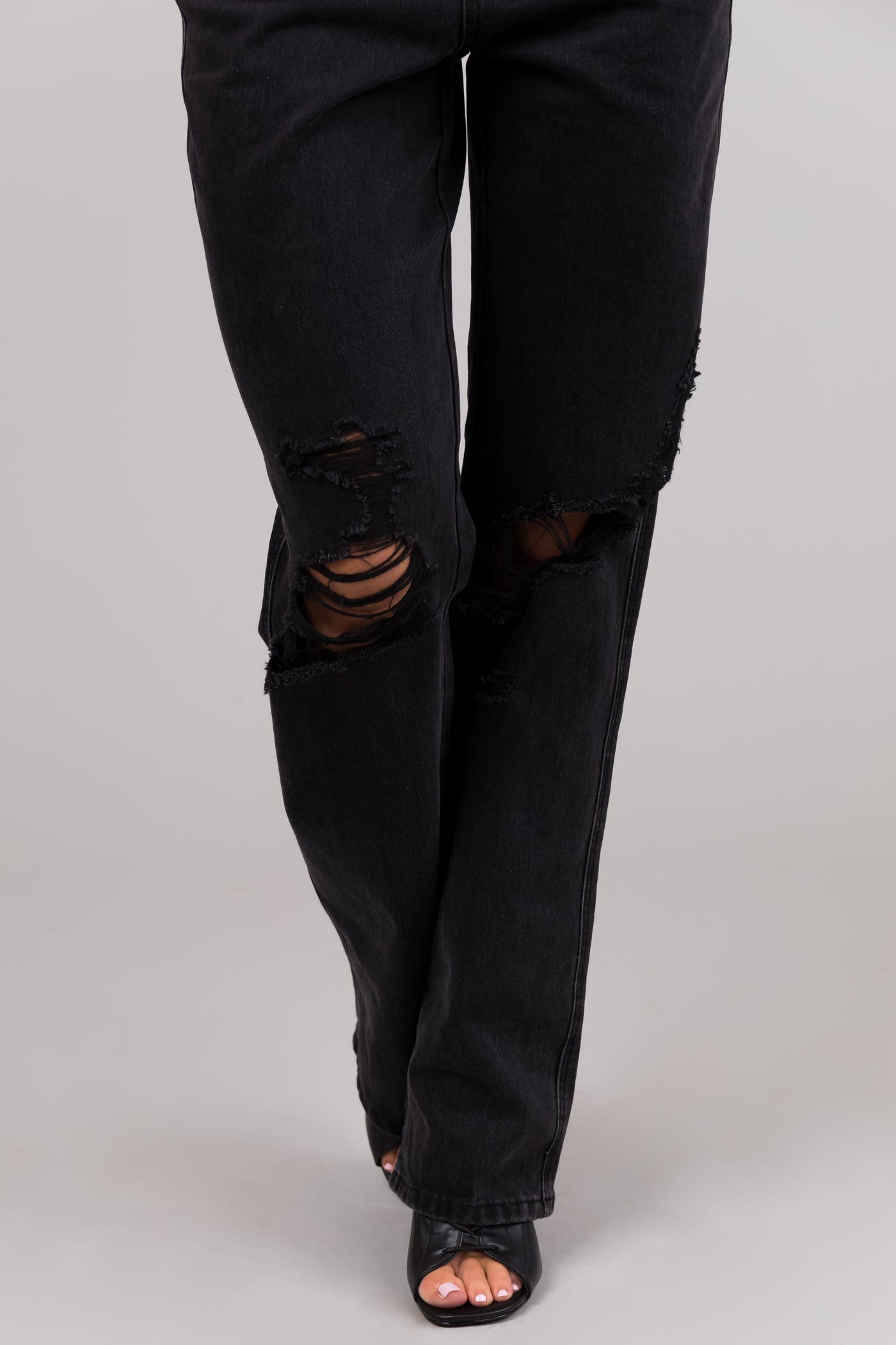 Judy Blue Black 90's Distressed Straight Jeans