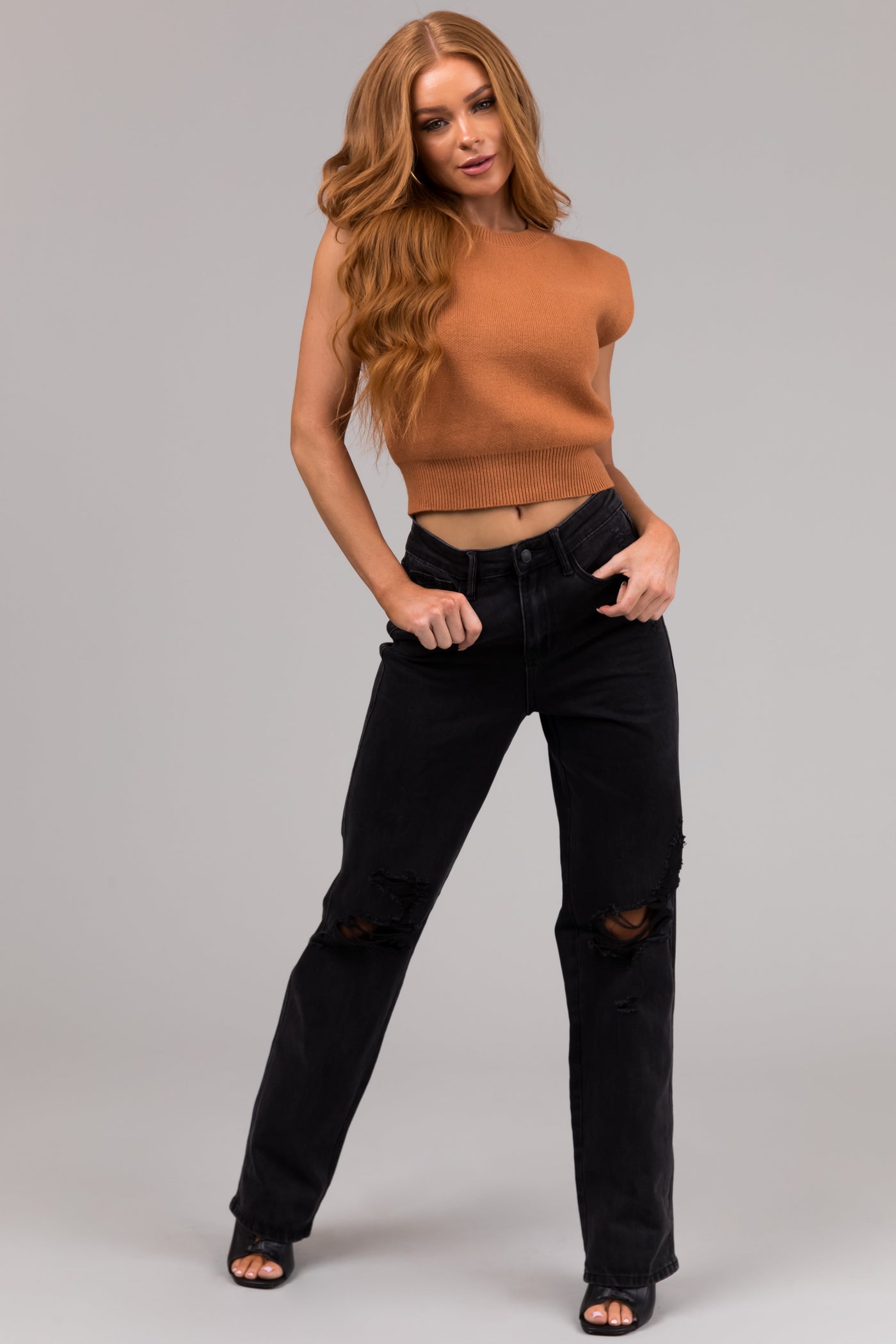 Judy Blue Black 90's Distressed Straight Jeans