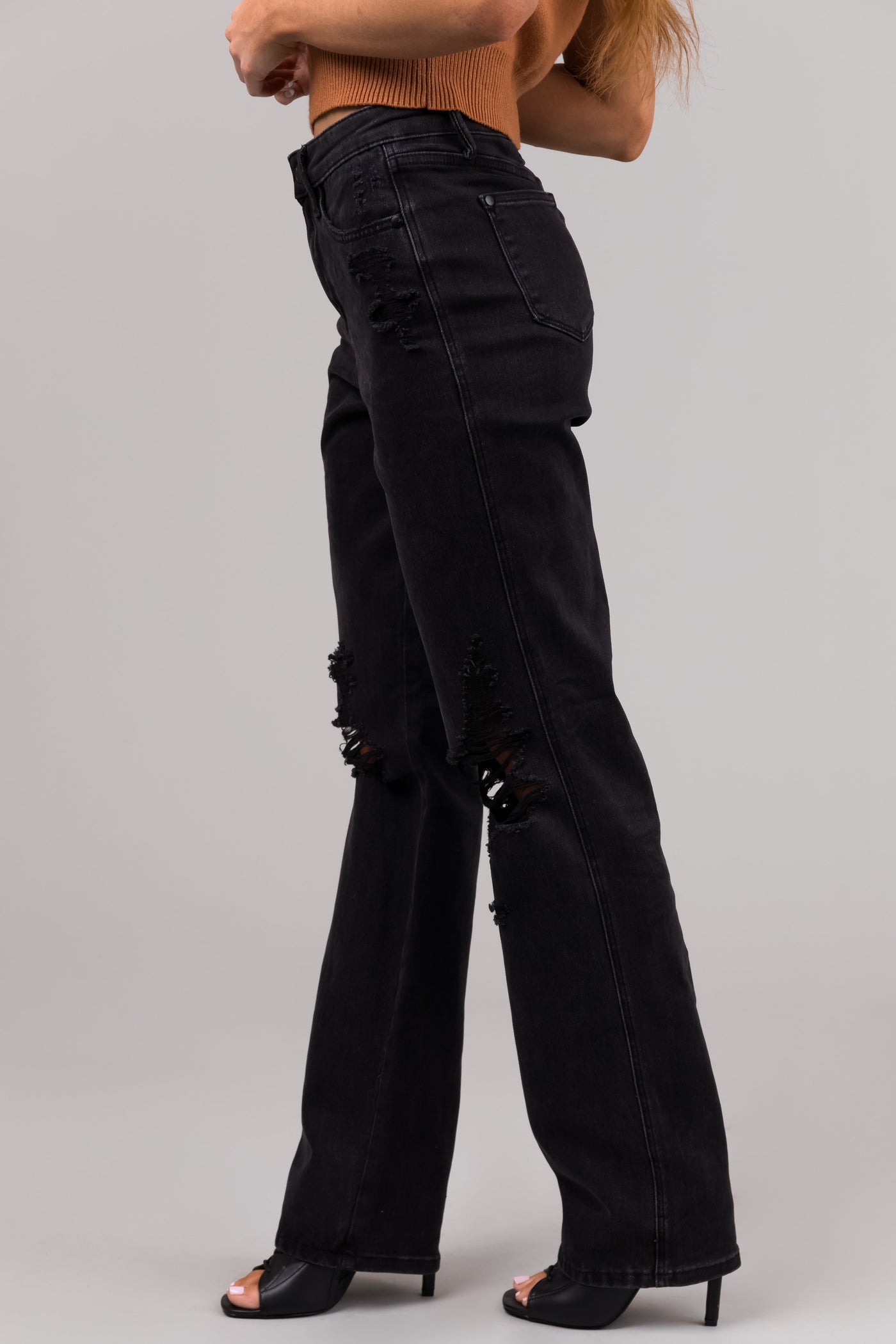 Judy Blue Black 90's Distressed Straight Jeans