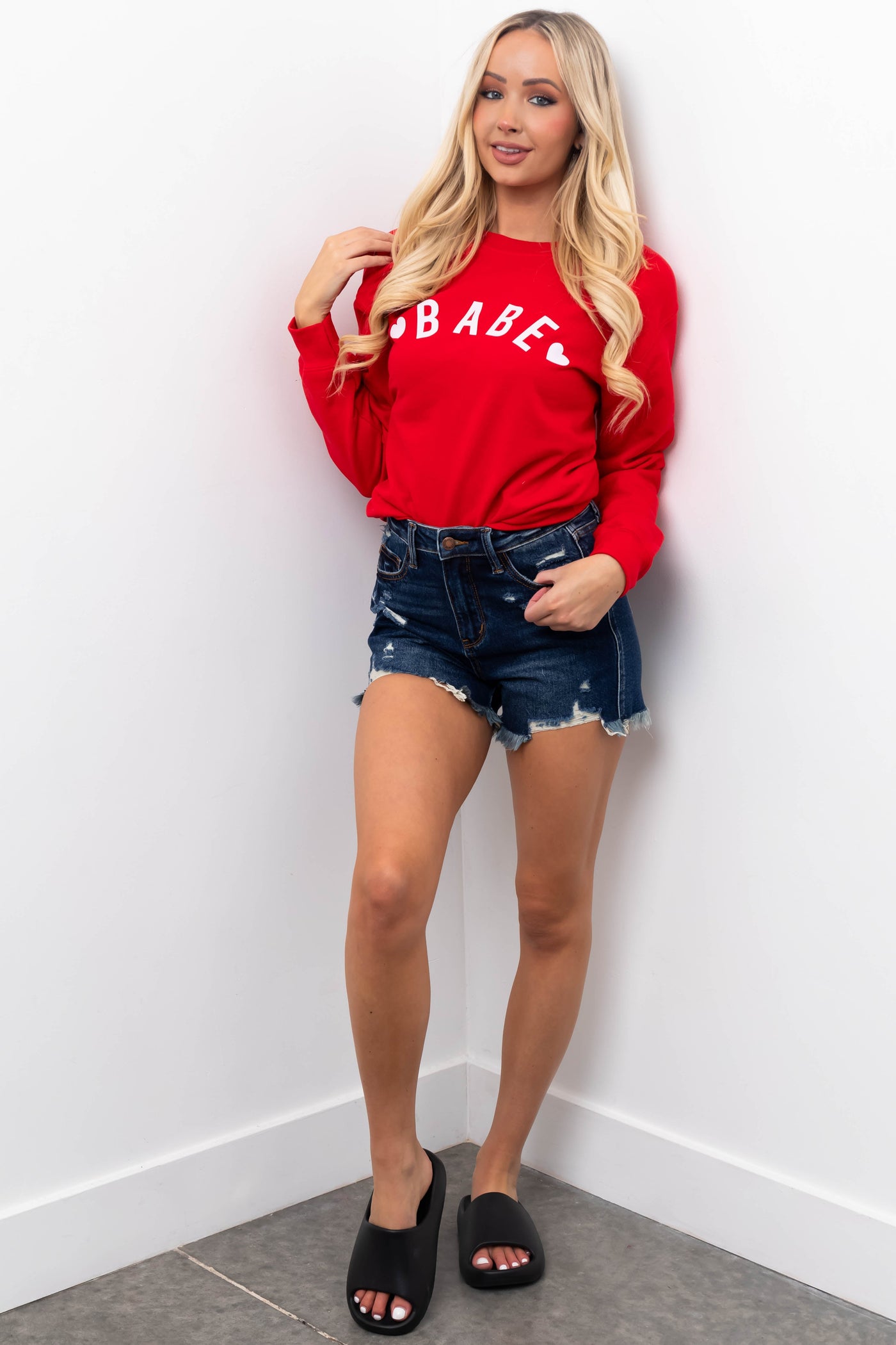 Judy Blue Dark High Rise Distressed Frayed Shorts