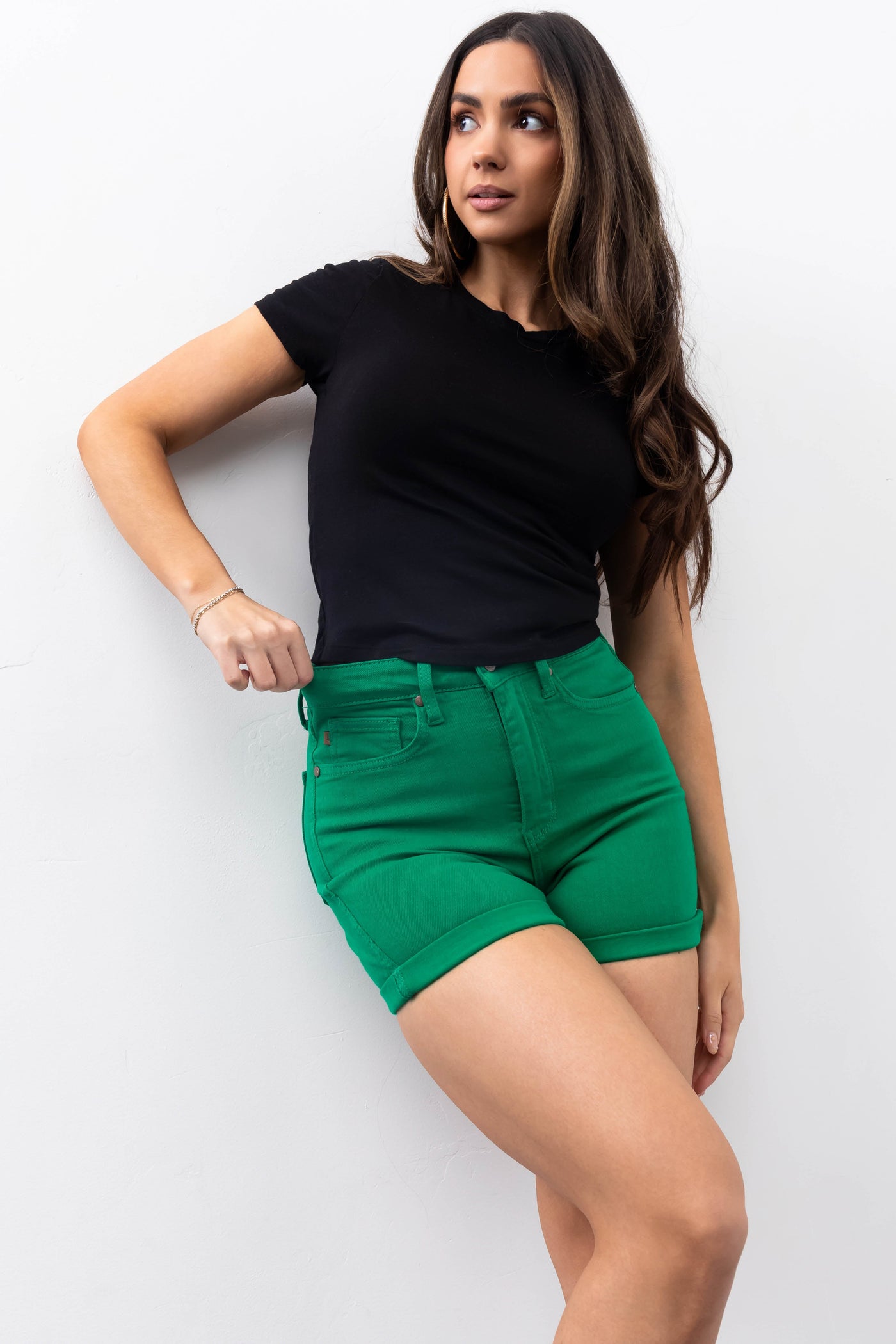 Judy Blue Kelly Green Tummy Control Denim Shorts