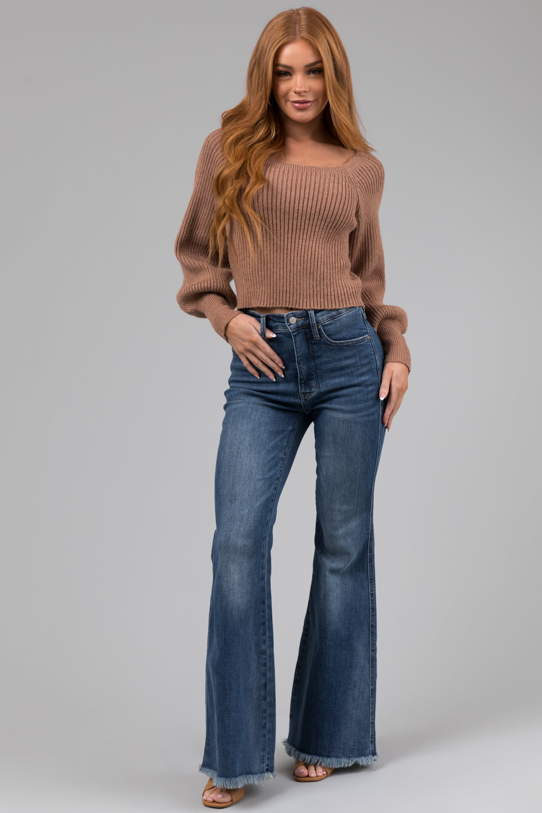 Judy Blue Medium Wash High Waist Fray Hem Jeans