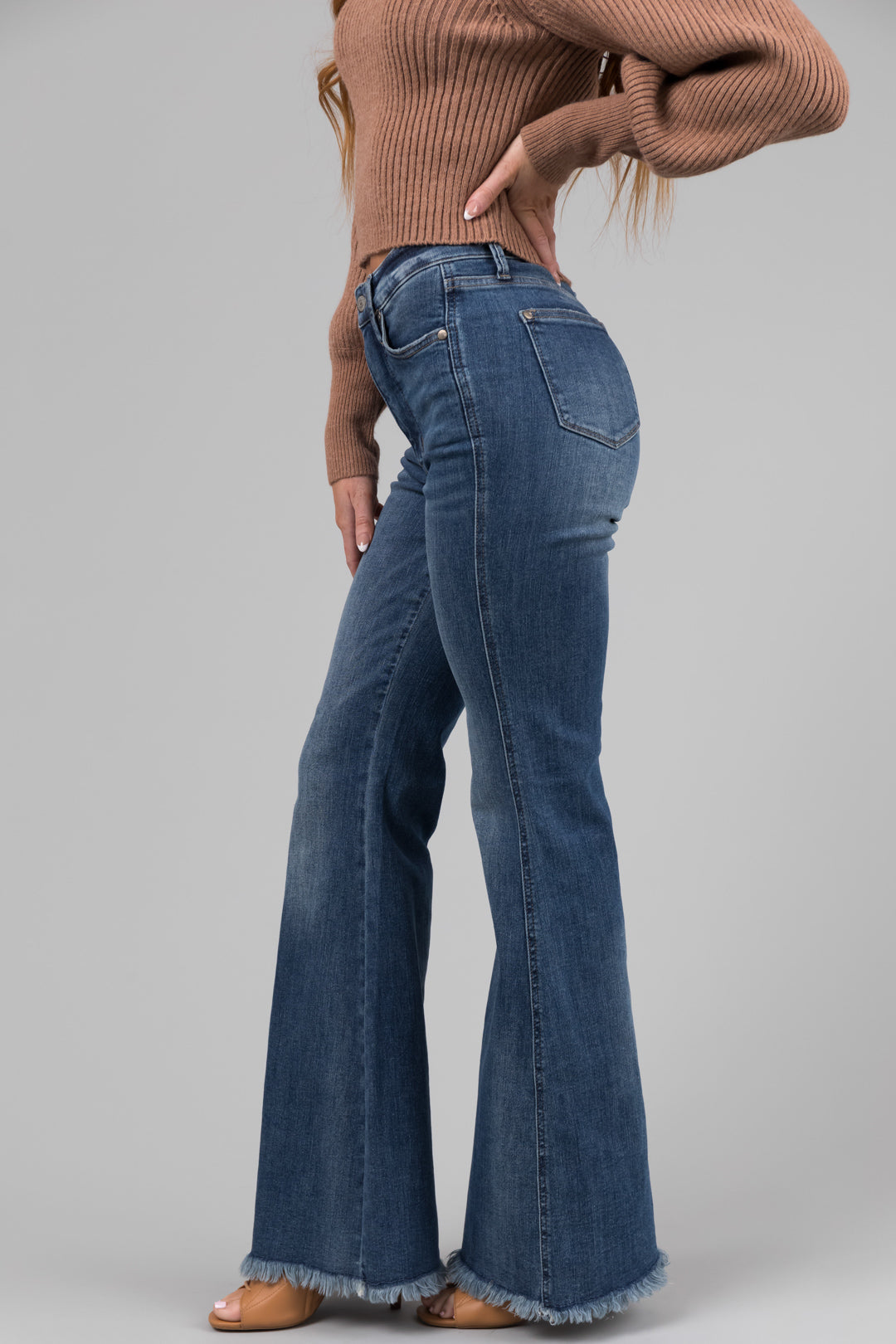 Judy Blue Medium Wash High Waist Fray Hem Jeans