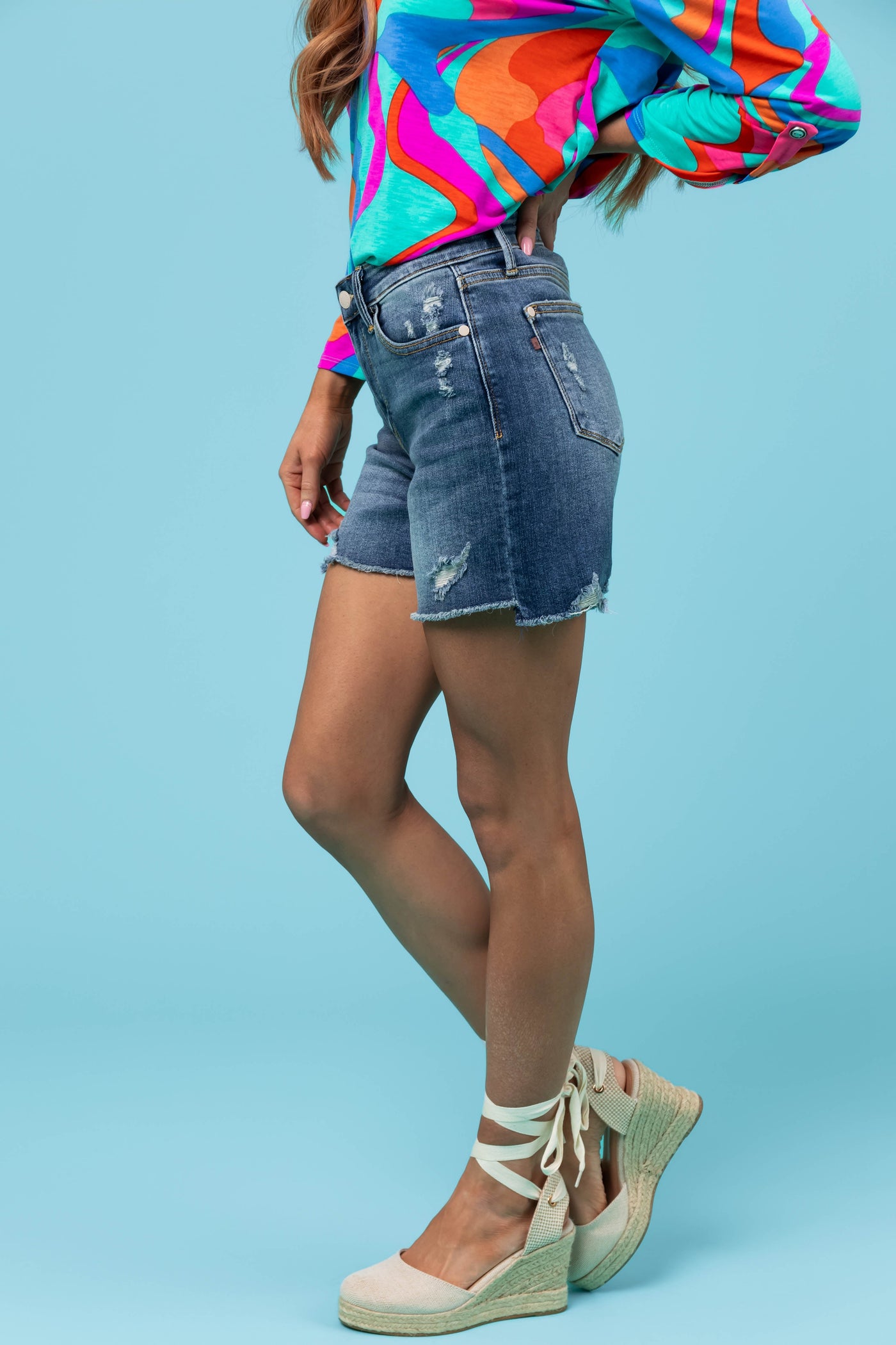 Judy Blue Medium Wash Mid Rise Jean Shorts