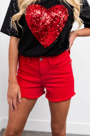 Judy Blue Ruby Frayed Hem Denim Shorts