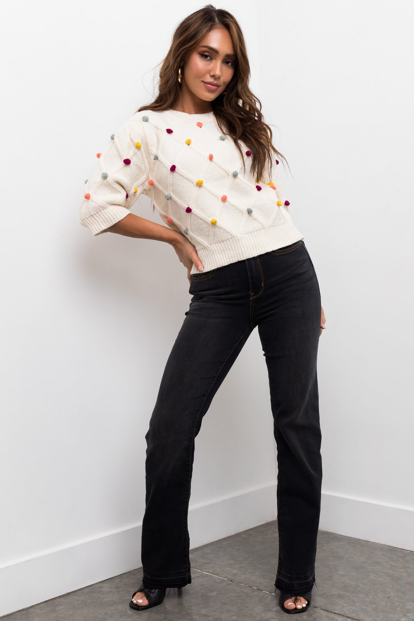 Judy Blue Washed Black High Rise Raw Hem Bootcut Jeans