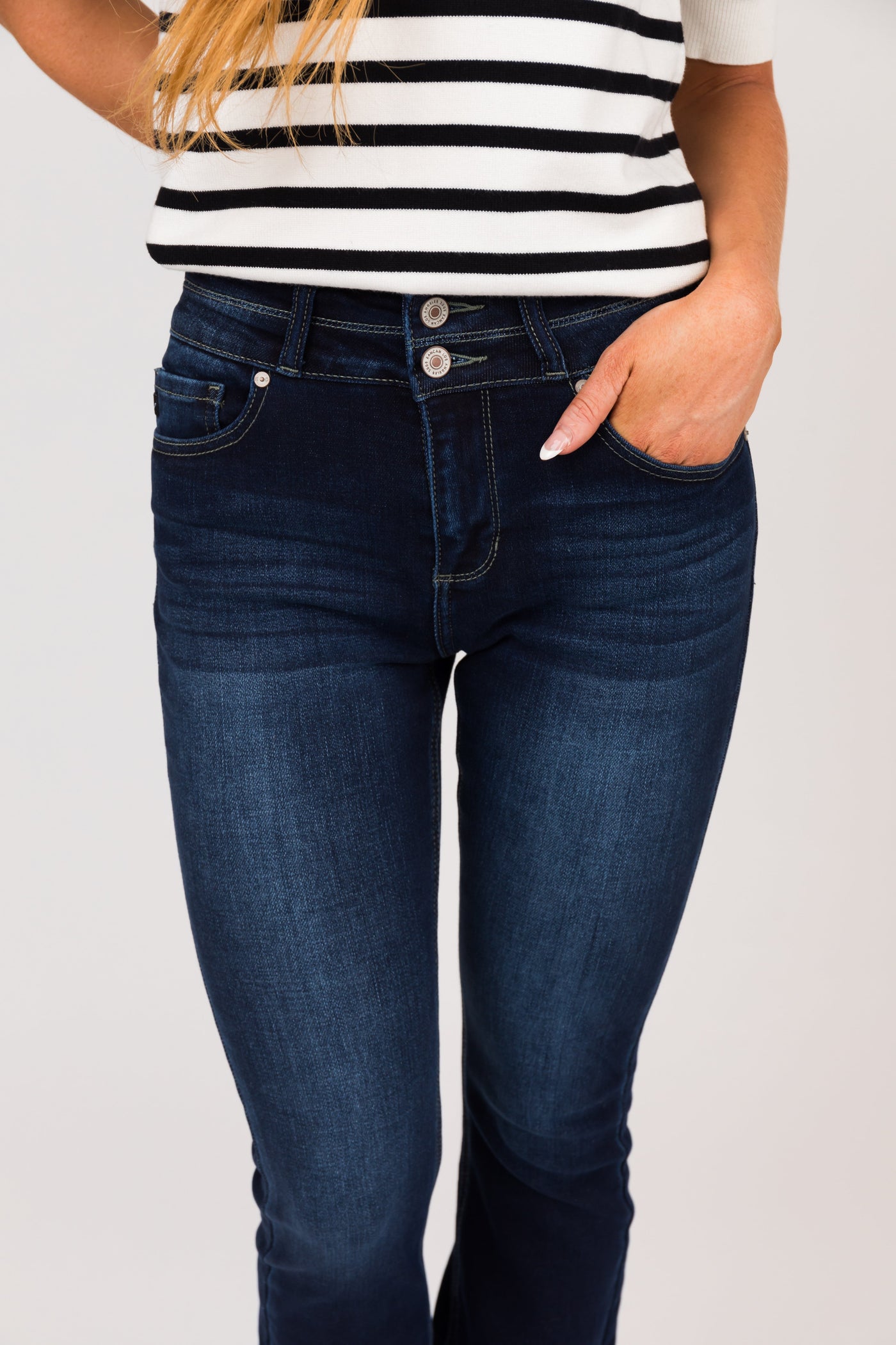 KanCan Dark Wash High Rise Bootcut Skinny Jeans