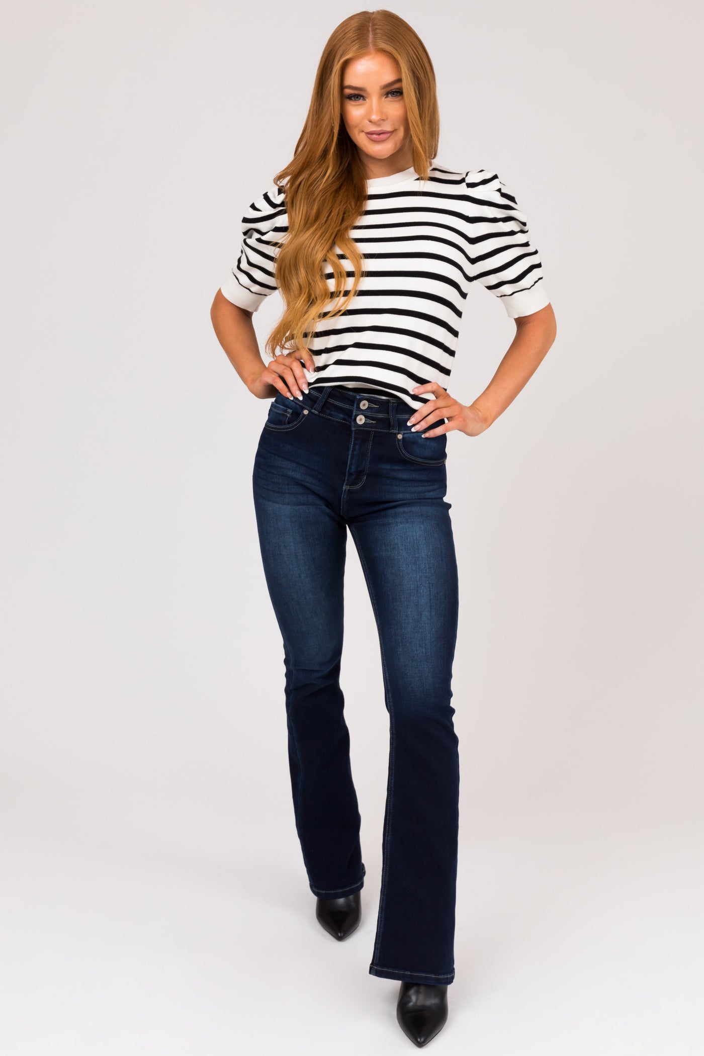 KanCan Dark Wash High Rise Bootcut Skinny Jeans