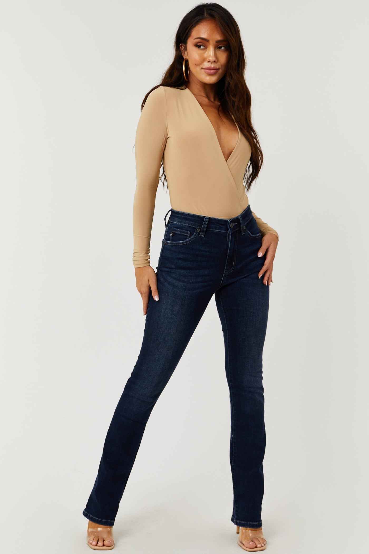 KanCan Dark Wash High Rise Skinny Bootcut Jeans