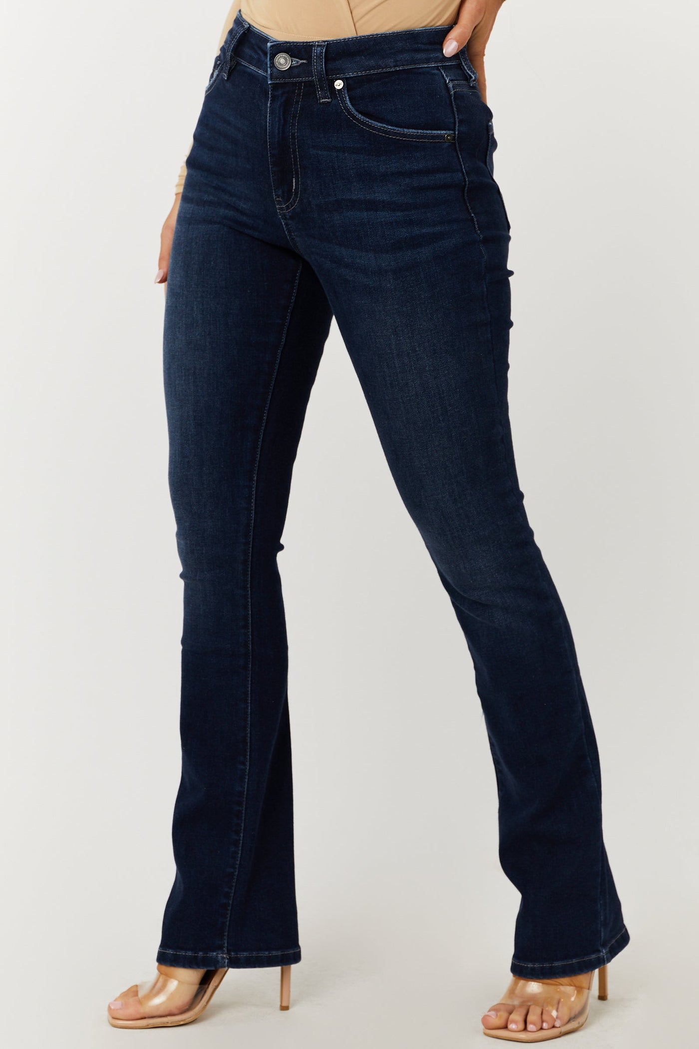 KanCan Dark Wash High Rise Skinny Bootcut Jeans