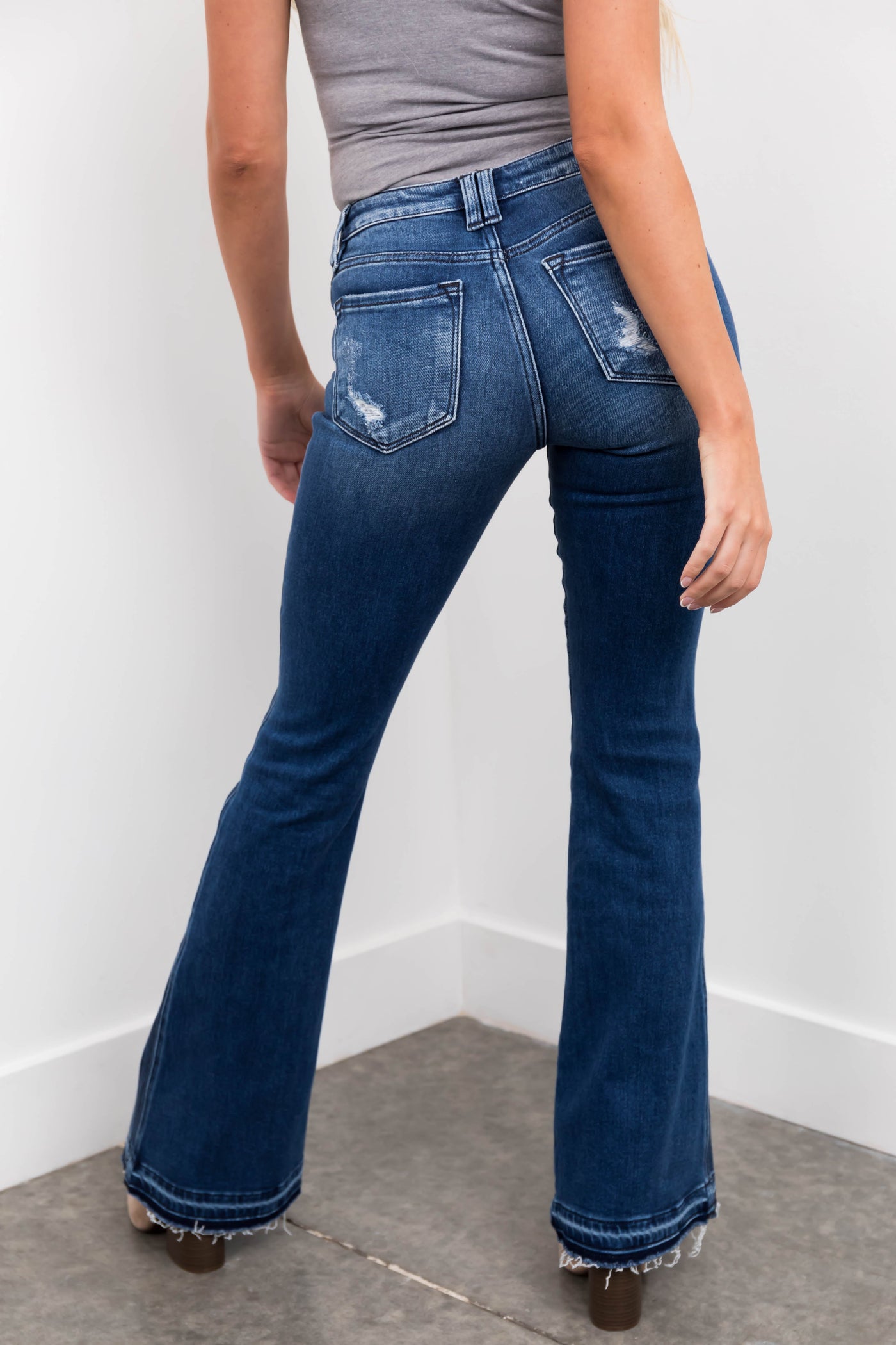 KanCan Dark Washed Double Seam Flare Jeans