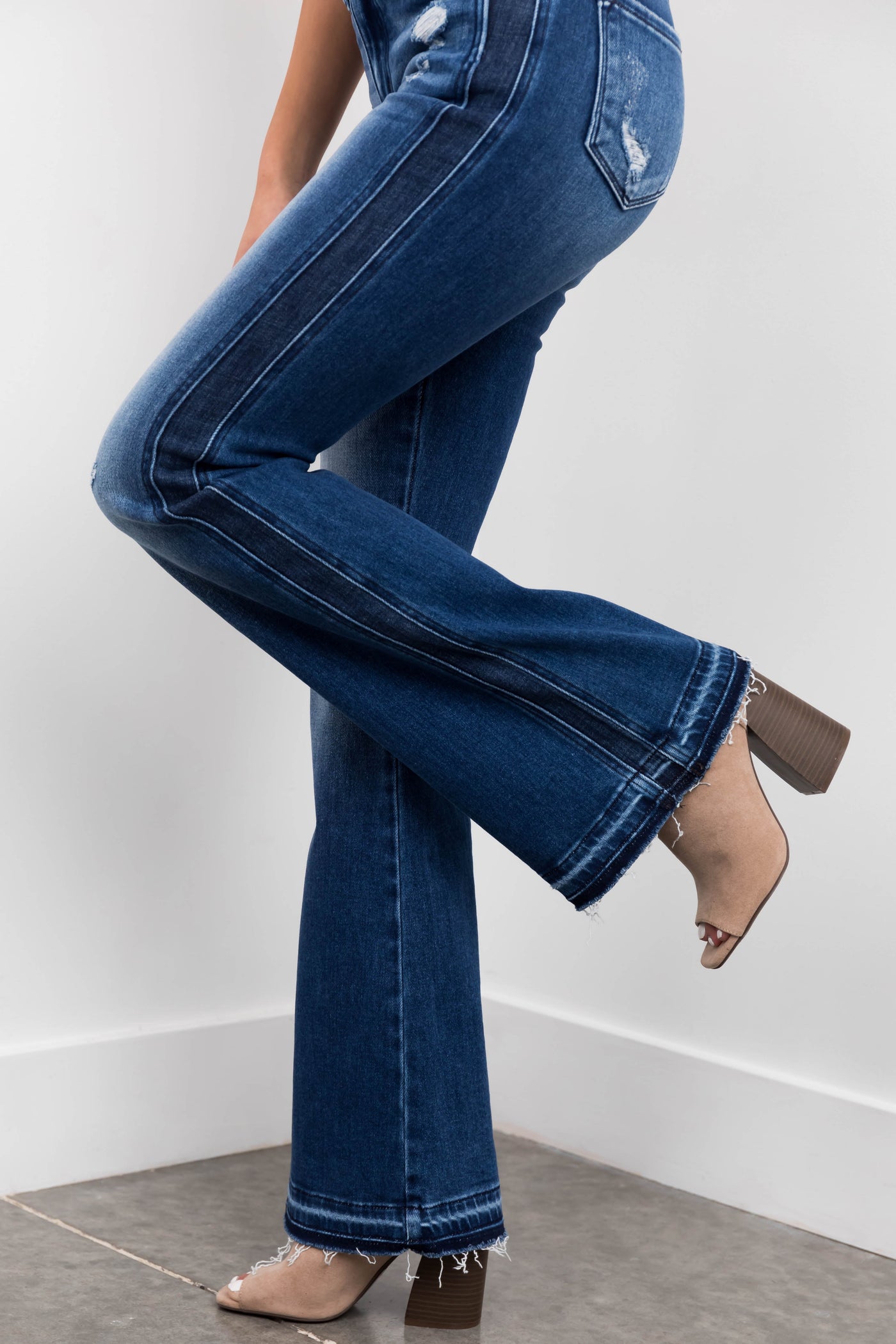 KanCan Dark Washed Double Seam Flare Jeans