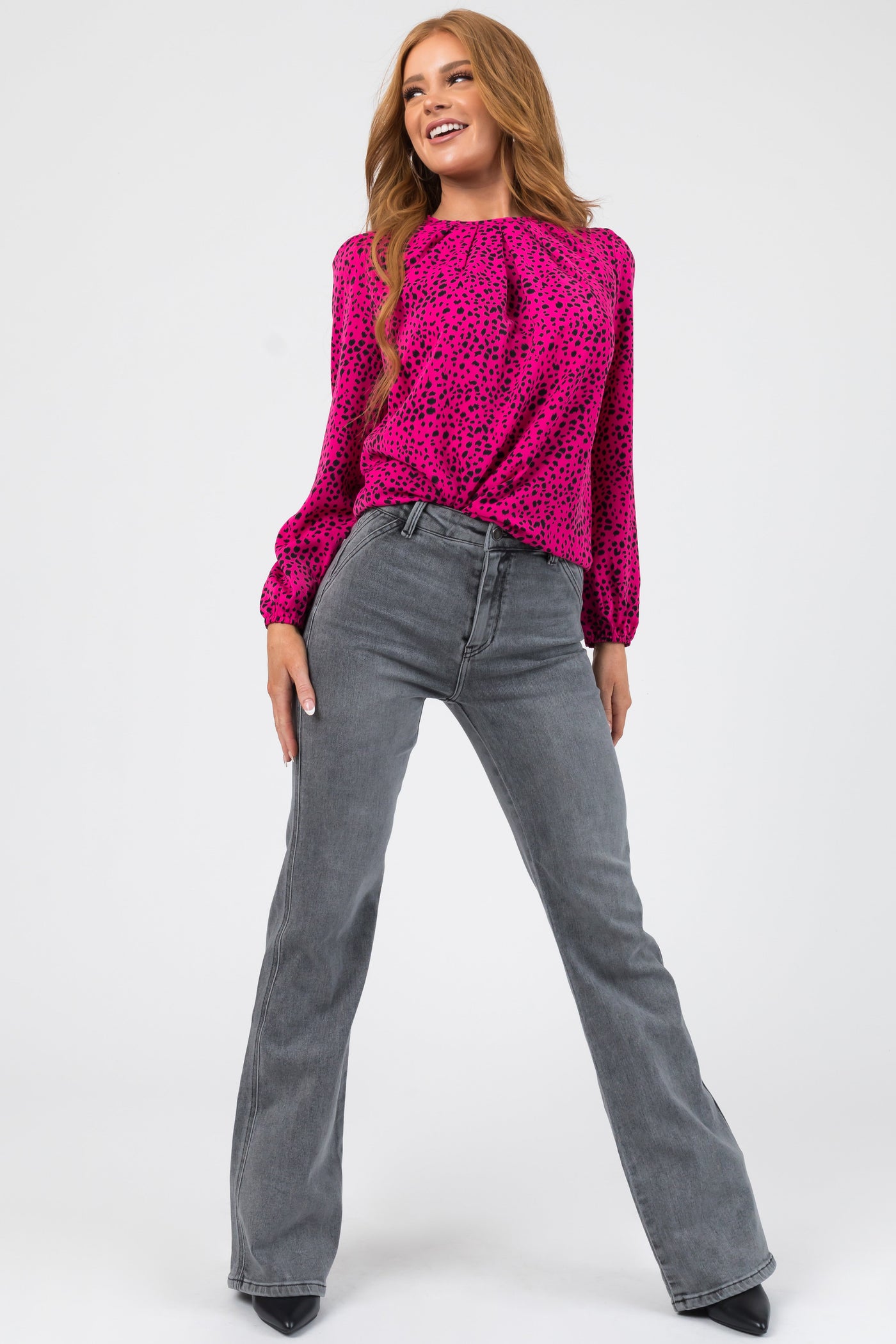 KanCan Light Grey Ultra High Rise Flare Jeans
