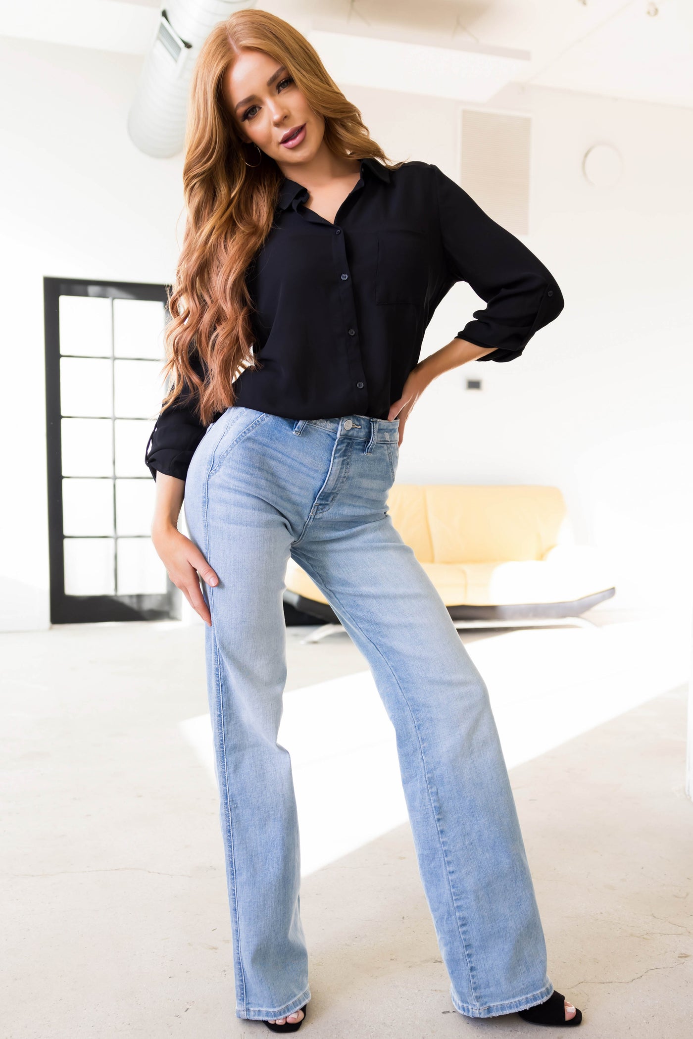 KanCan Light Wash Ultra High Rise Flare Jeans